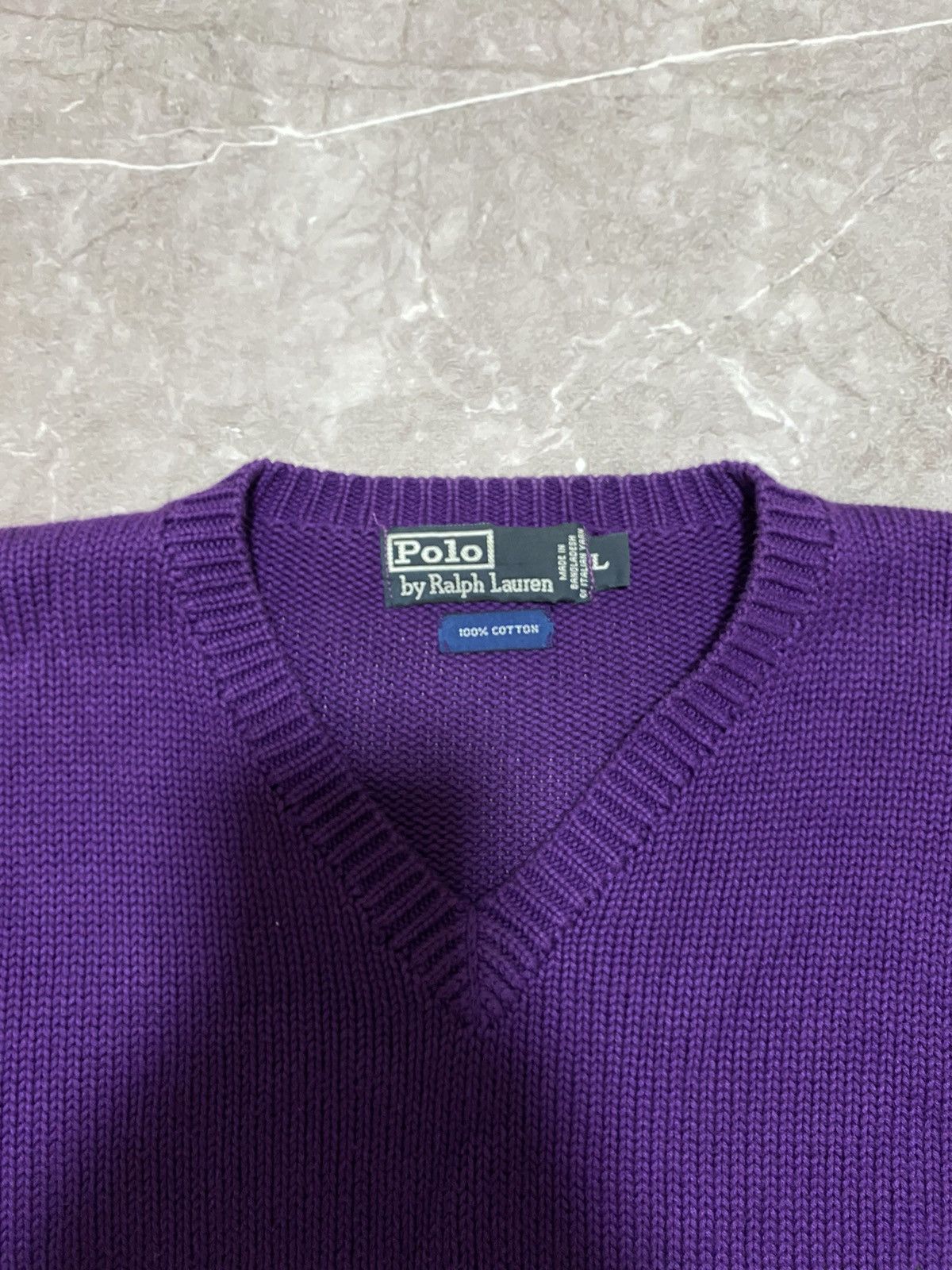 Polo Ralph Lauren × Ralph Lauren × Vintage Vintage Y2K Polo Ralph Lauren Purple V-Neck Sweatshirt 90s Size US L / EU 52-54 / 3 - 6 Thumbnail