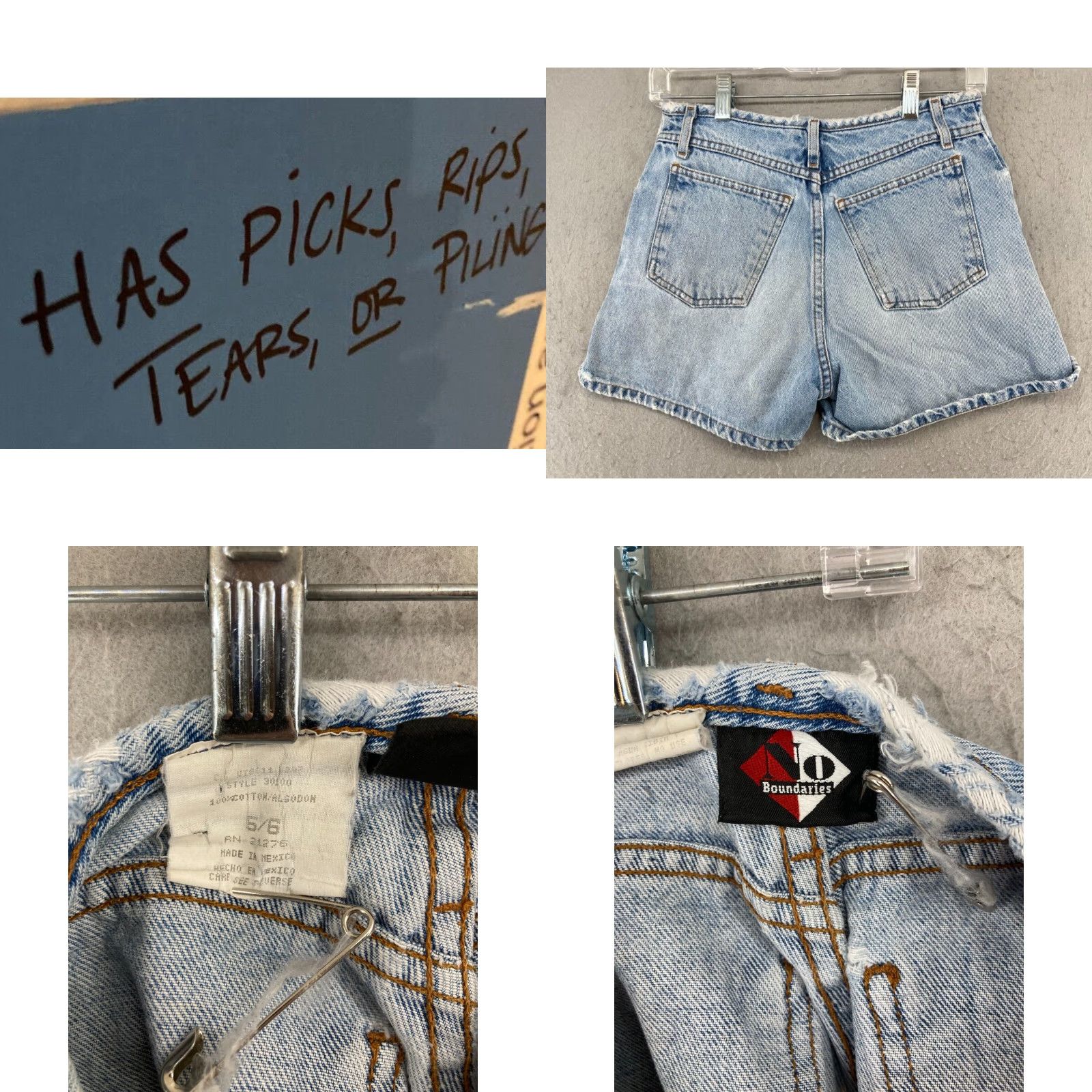 Vintage No Boundaries Womens Jean Shorts 5 Vintage Y2K Button Fly Hi Rise Distressed Size 27" / US 4 / IT 40 - 8 Thumbnail