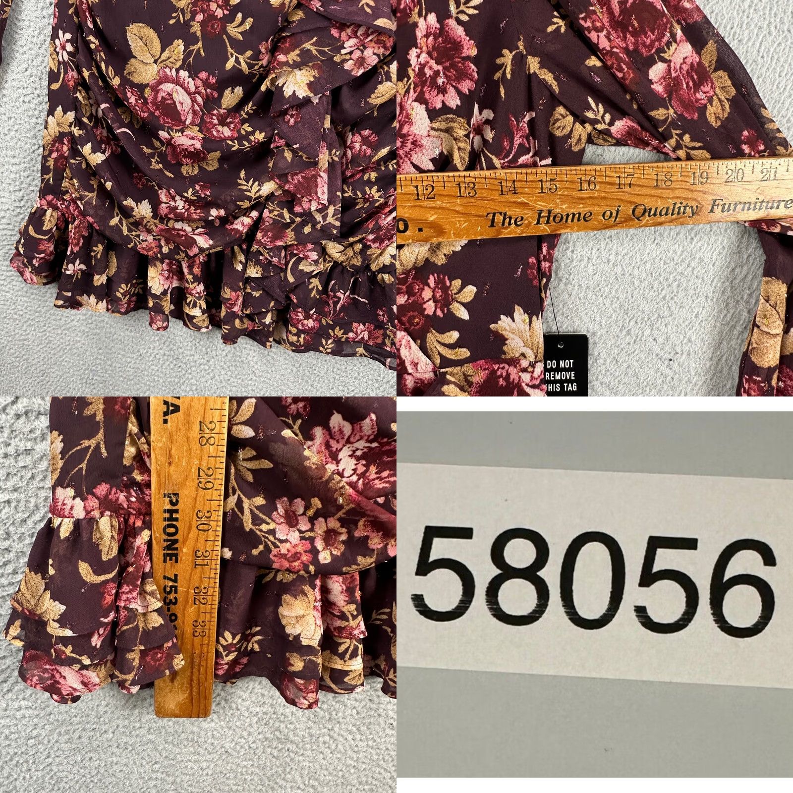 Express Express Dress Women Small Maroon Floral Ruched Wrap Ruffle Mini Fairy NEW Dress Size S / US 4 / IT 40 - 8 Thumbnail