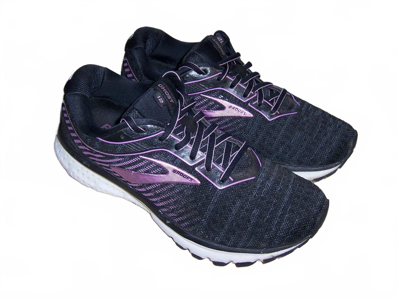Brooks Brooks Ghost 12 Women's Road-Running Shoes US8 Black/Purple Size US 8 / IT 38 - 3 Thumbnail