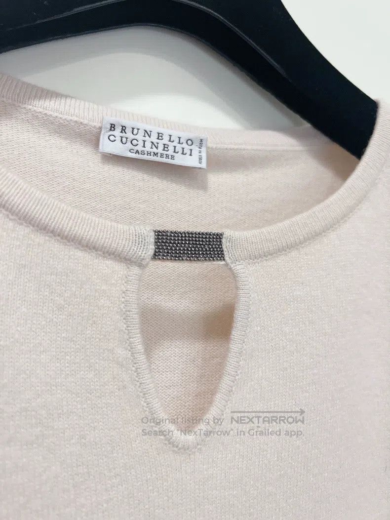 Brunello Cucinelli Brunello Cucinelli Beaded Decoration Pink Crewneck Cashmer Size M / US 6-8 / IT 42-44 - 4 Thumbnail