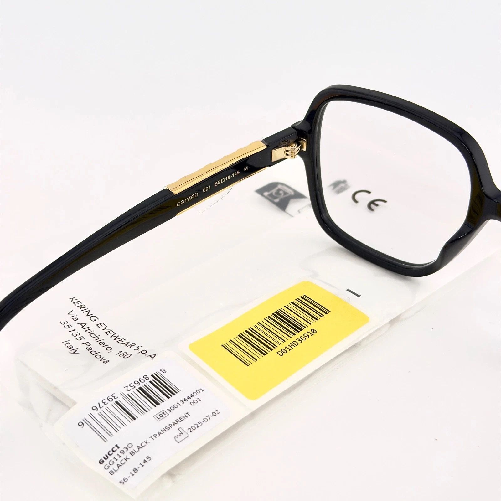 Gucci GUCCI GG1193O 1193 Black Gold Logo Bold Eyeglass 001 Size ONE SIZE - 2 Thumbnail