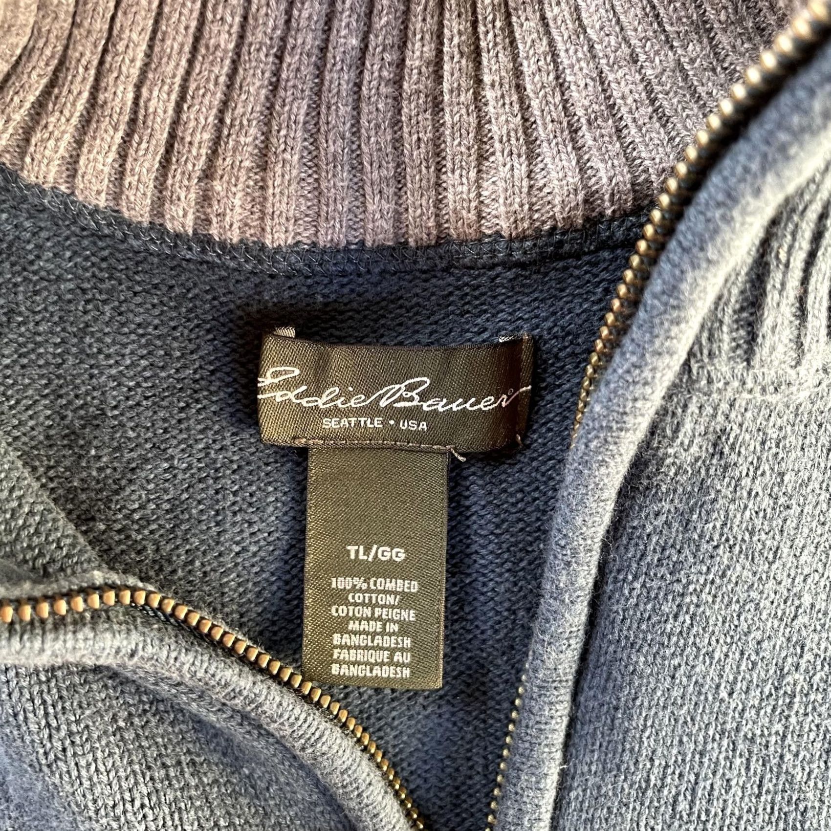 Eddie Bauer Eddie Bauer Sweater Mens LT Blue 1/4 Zip Mock Neck Cotton Knit Pullover Casual Size US L / EU 52-54 / 3 - 2 Thumbnail