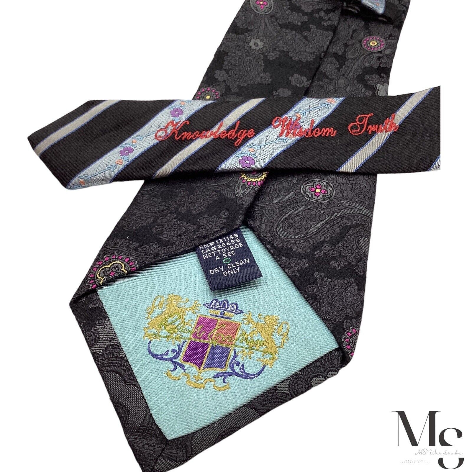 Robert Graham ROBERT GRAHAM Black Paisley Silk Tie Made In USA W: 3.5" E C Size ONE SIZE - 6 Thumbnail