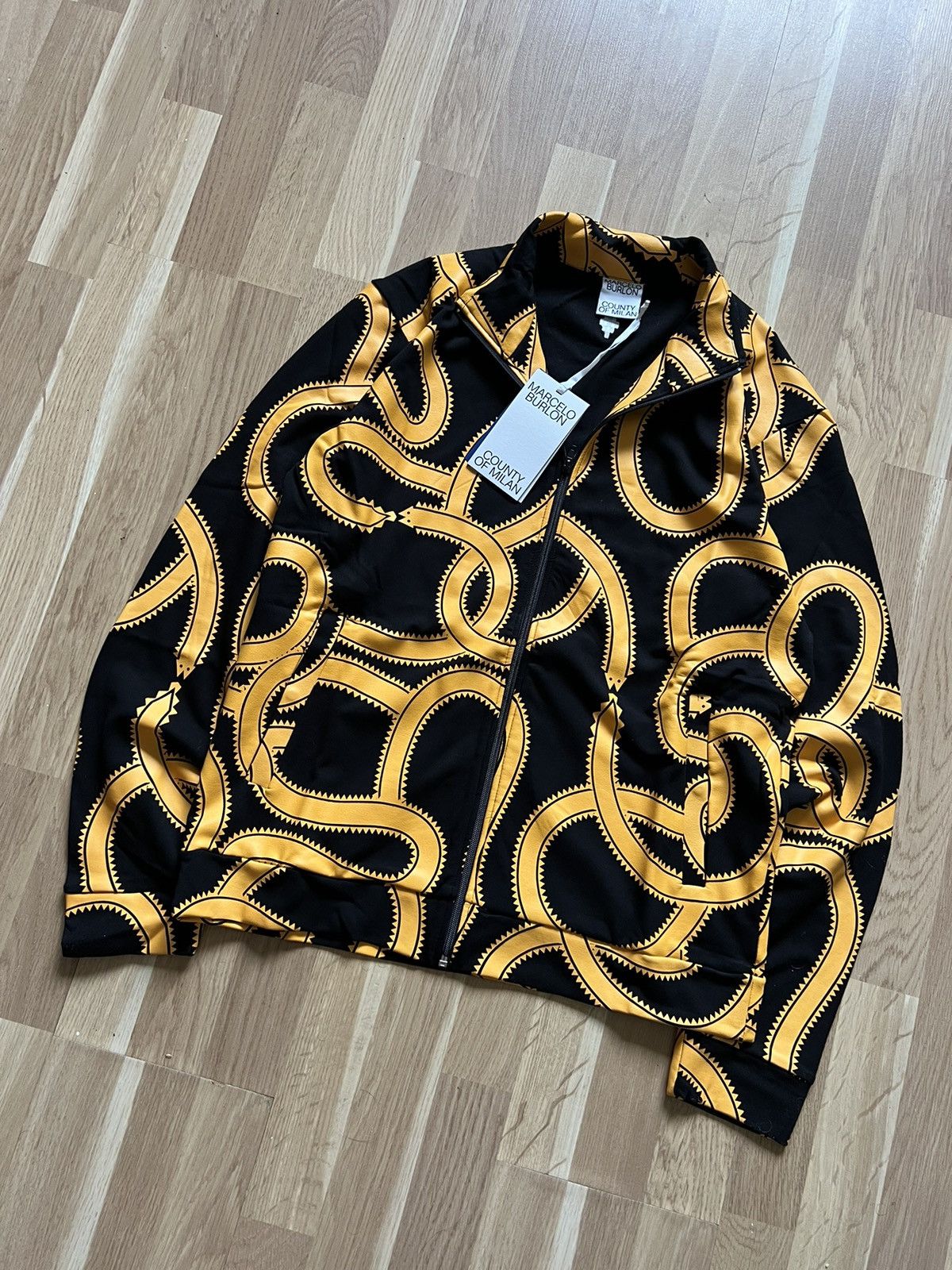 Marcelo Burlon Marcelo Burlon track zip up jacked snake gold luxury Size US M / EU 48-50 / 2 - 2 Thumbnail