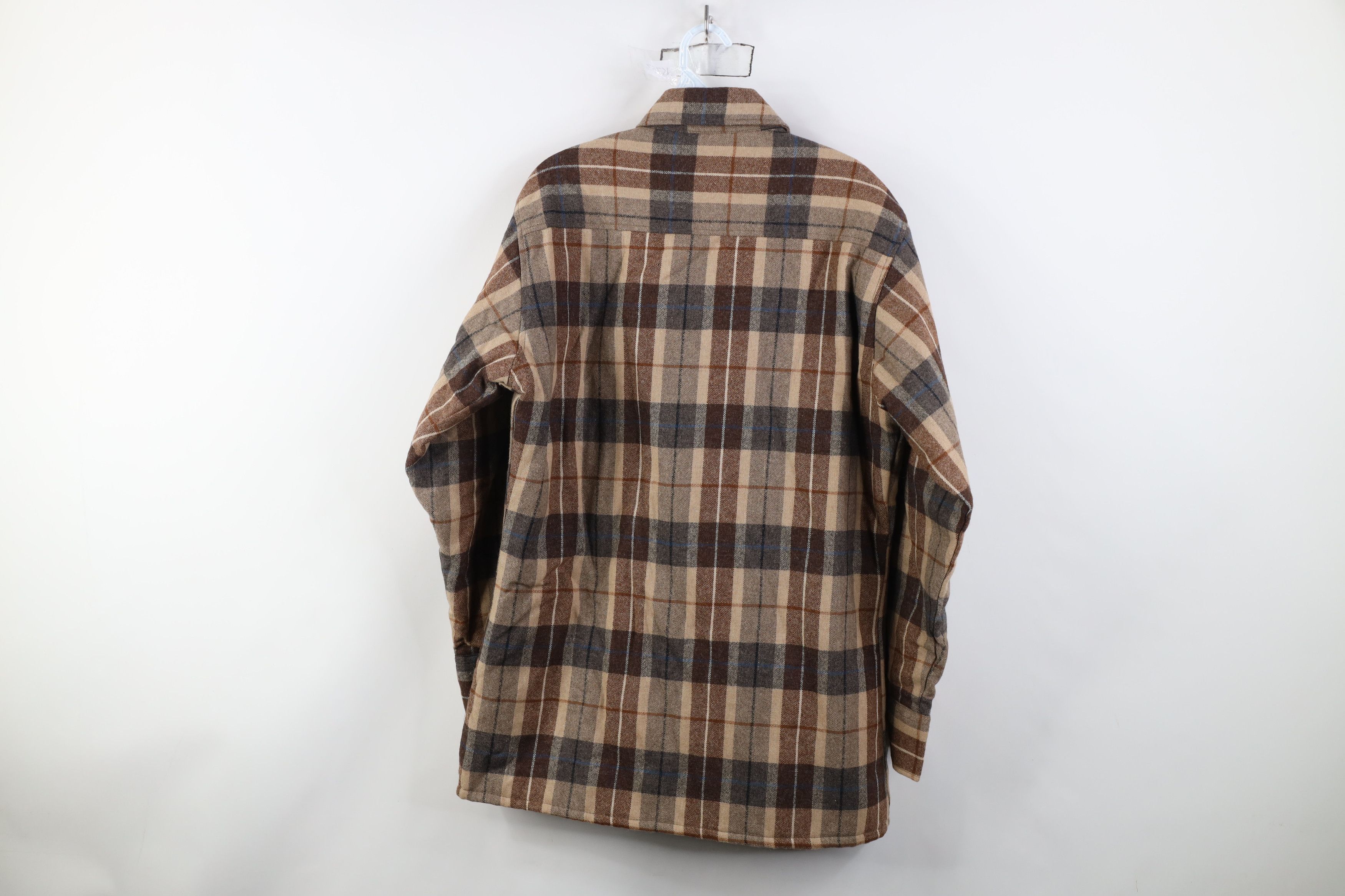 Vintage Vintage 70s Streetwear Wool Blend Quilted Shirt Jacket Plaid Size US M / EU 48-50 / 2 - 11 Thumbnail