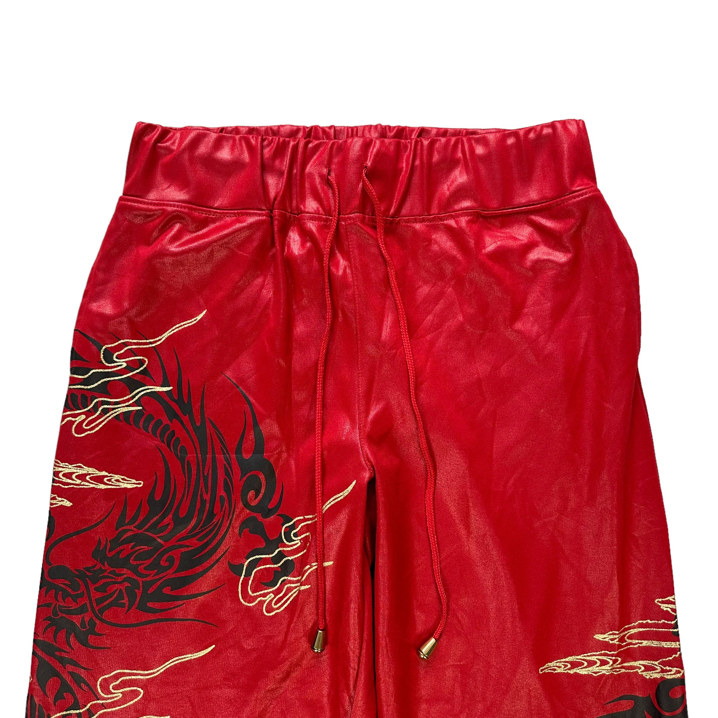 Japanese Brand SUKAJAN DRAGON DRAWSTRING RED PANTS #7789-176 Size US 35 - 4 Thumbnail