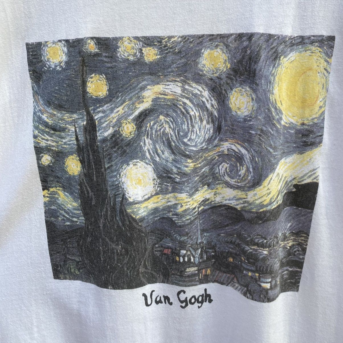 Vintage Thrashed Vintage 90s Van Gogh Starry Night ERD GRUNGE TEE Size US L / EU 52-54 / 3 - 3 Thumbnail