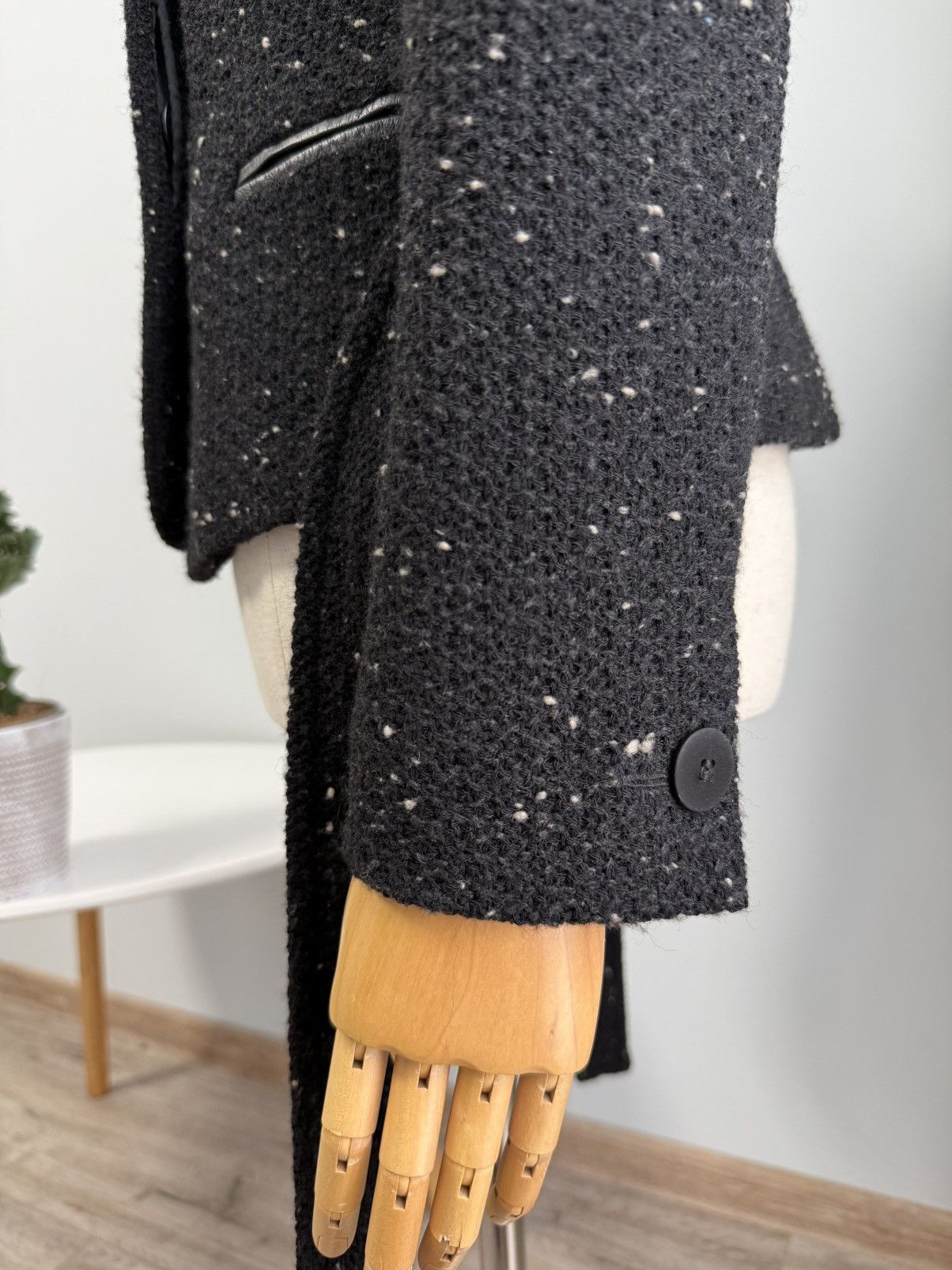 Max Mara Max Mara Black Wool Belted Jacket Tweed Speckled Short Coat Size XS / US 0-2 / IT 36-38 - 12 Thumbnail