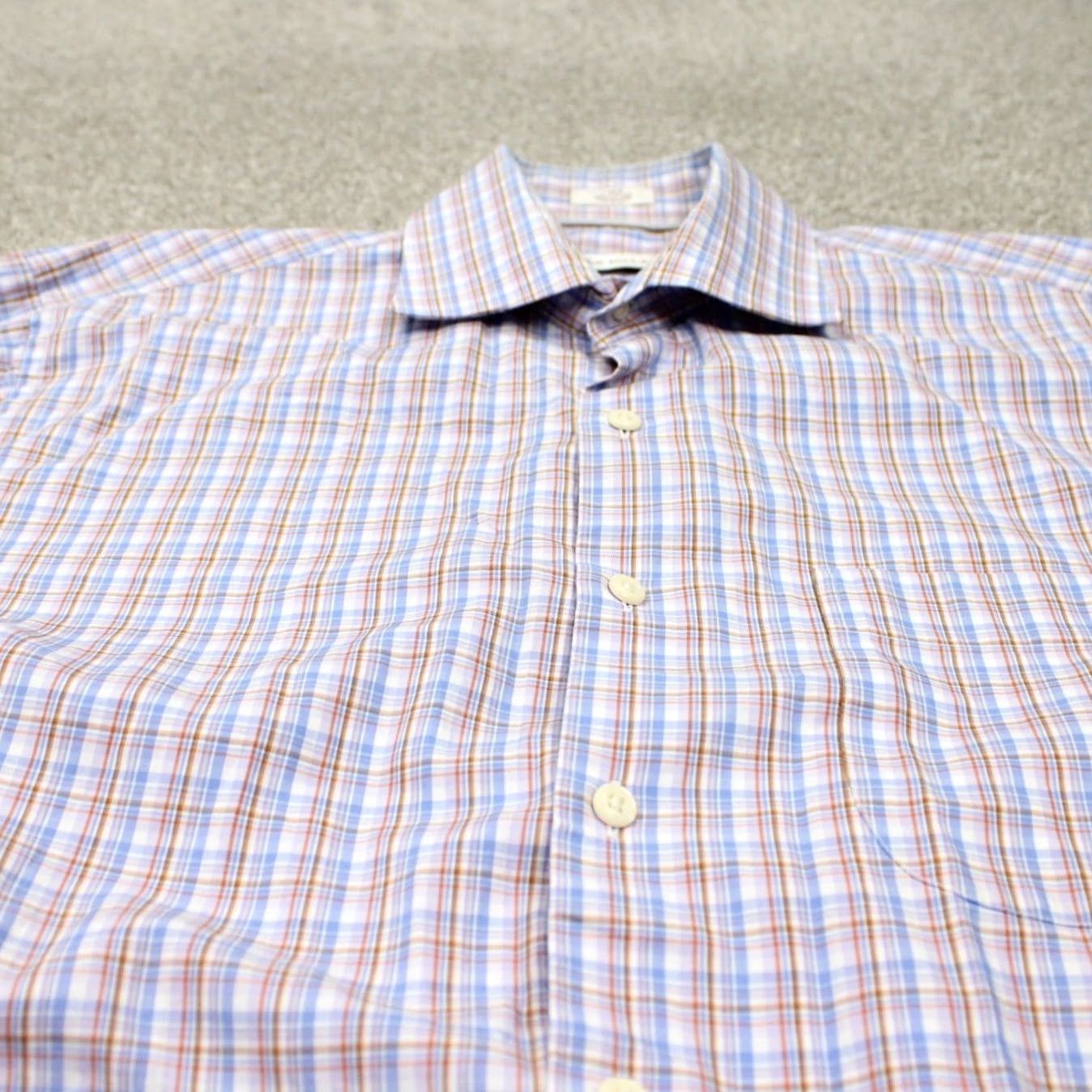 Peter Millar Peter Millar Mens Large Blue/Orange Checkered 100% Cotton Long Sleeve Button-Down Shirt Size US L / EU 52-54 / 3 - 7 Thumbnail