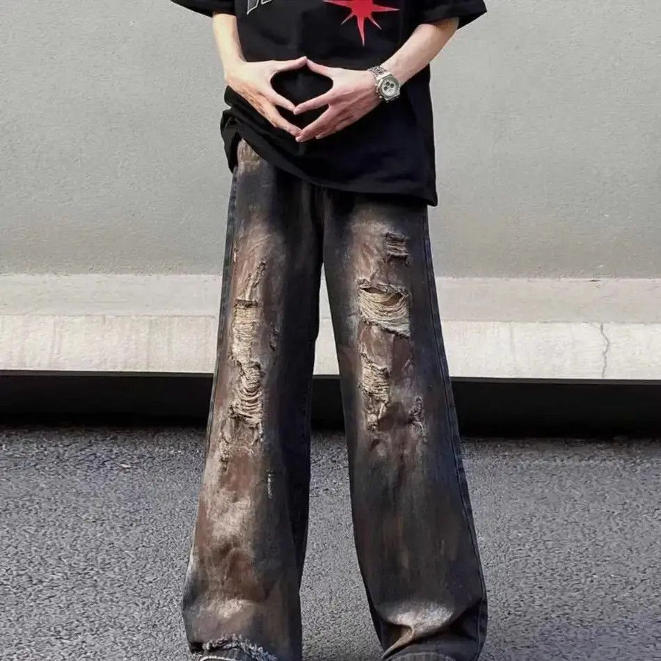 Japanese Brand Vintage Aged Mud Dye Dirty Ripped Jeans Size US 32 / EU 48 - 4 Thumbnail