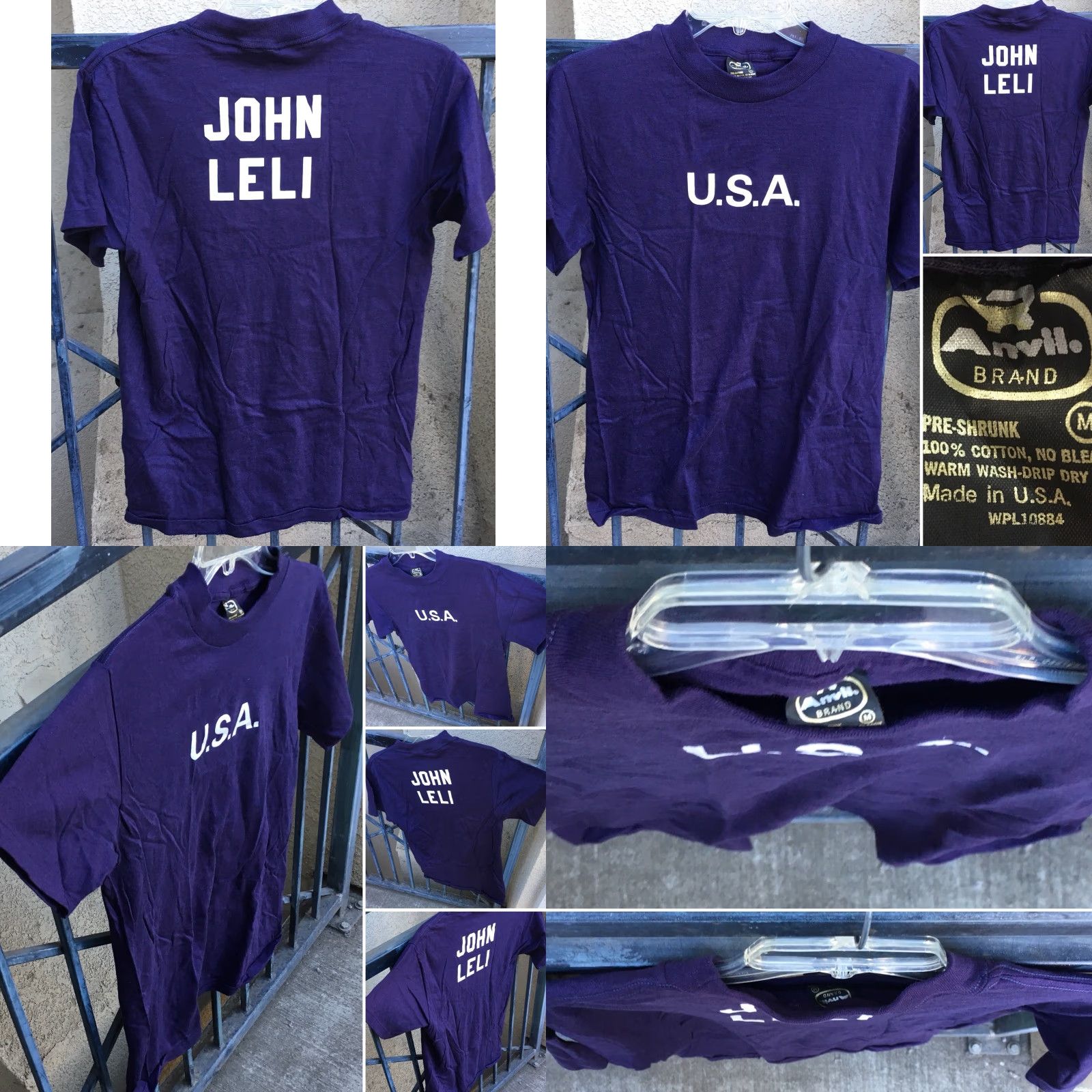 Anvil VINTAGE Anvil USA T-Shirt Blue M Graphic Tee Men 70s 1970s 1980s USA Front Back John Leli Cracking N Navy Blue White Lettering Short Sleeve Size M Size US M / EU 48-50 / 2 - 8 Thumbnail
