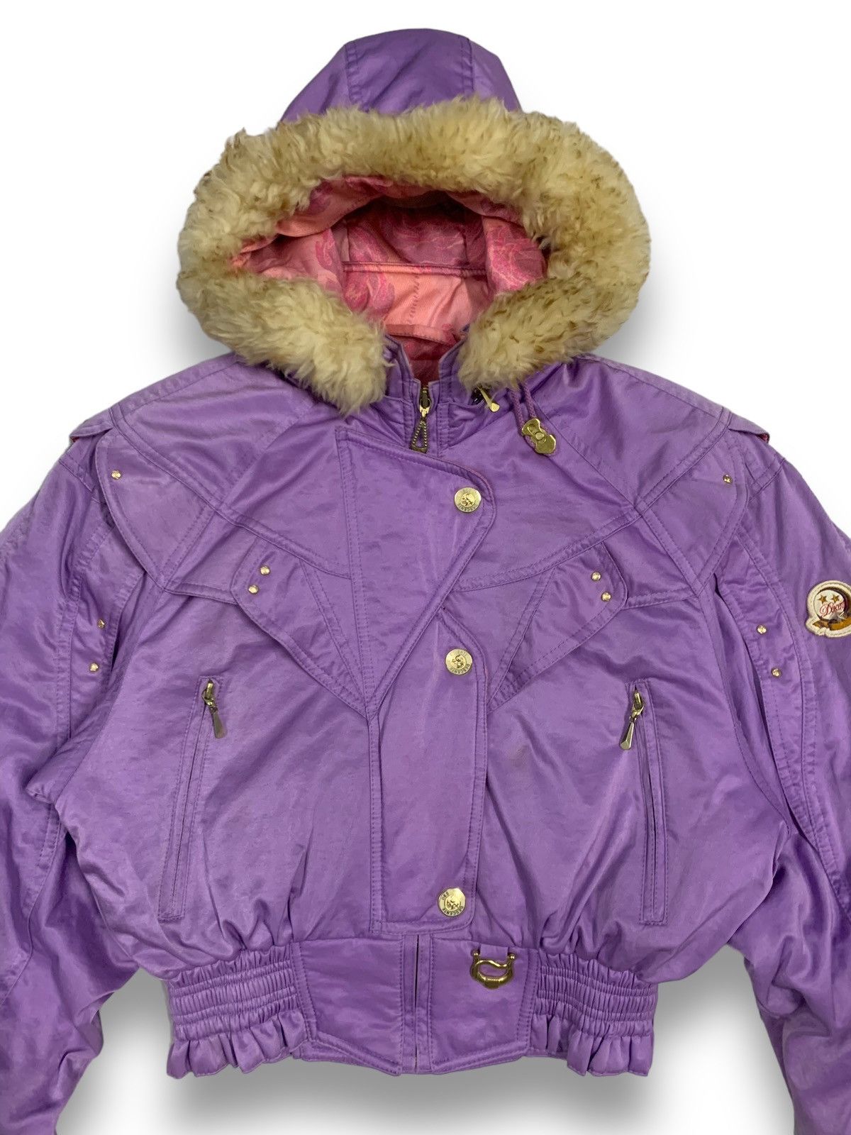 Descente Vintage Descente Lamb Fur Hooded Snowboard Ski Jacket Size L / US 10 / IT 46 - 4 Thumbnail