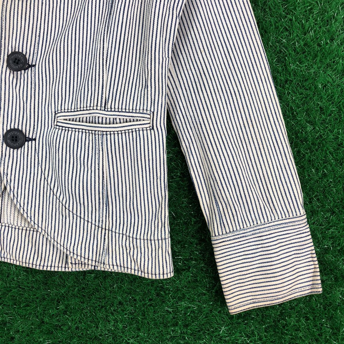 Hysteric Glamour Vintage 90's Hysteric Glamour Hickory Stripe Denim Jacket Size XS / US 0-2 / IT 36-38 - 4 Thumbnail