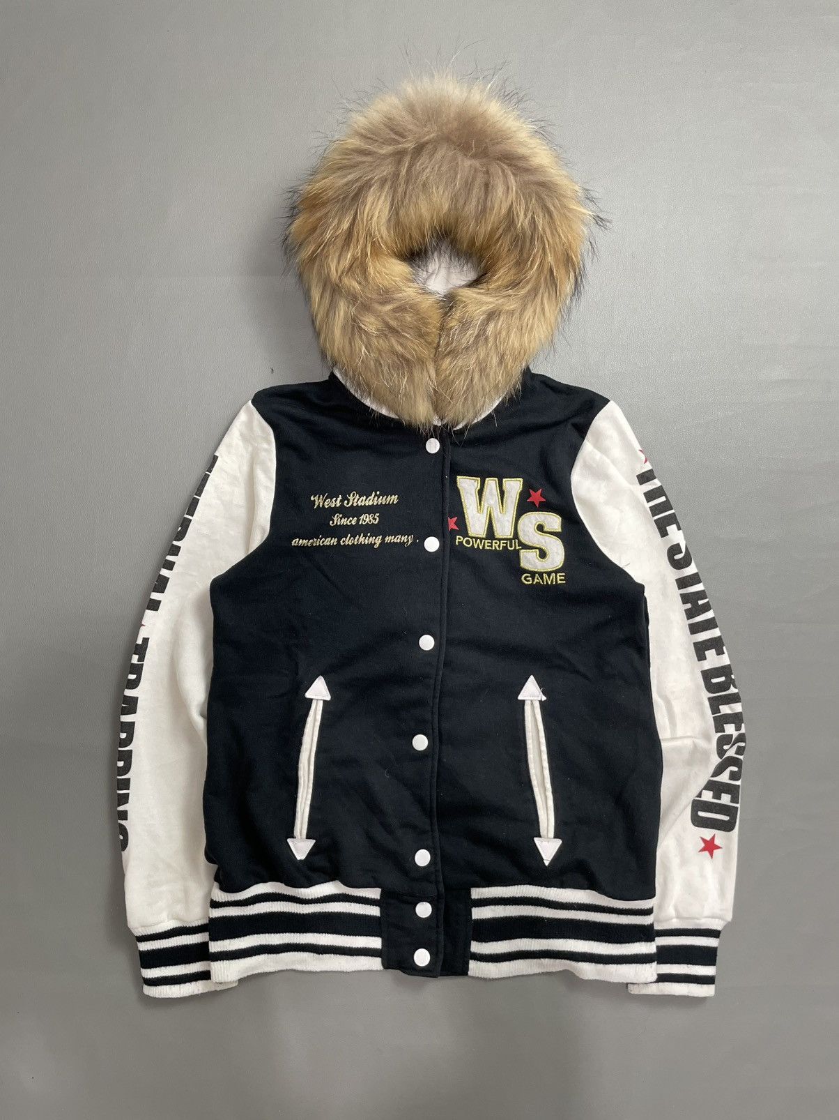 Japanese Brand Sky B japanese Varsity Fur Hoodie Poem Size L / US 10 / IT 46 - 1 Thumbnail