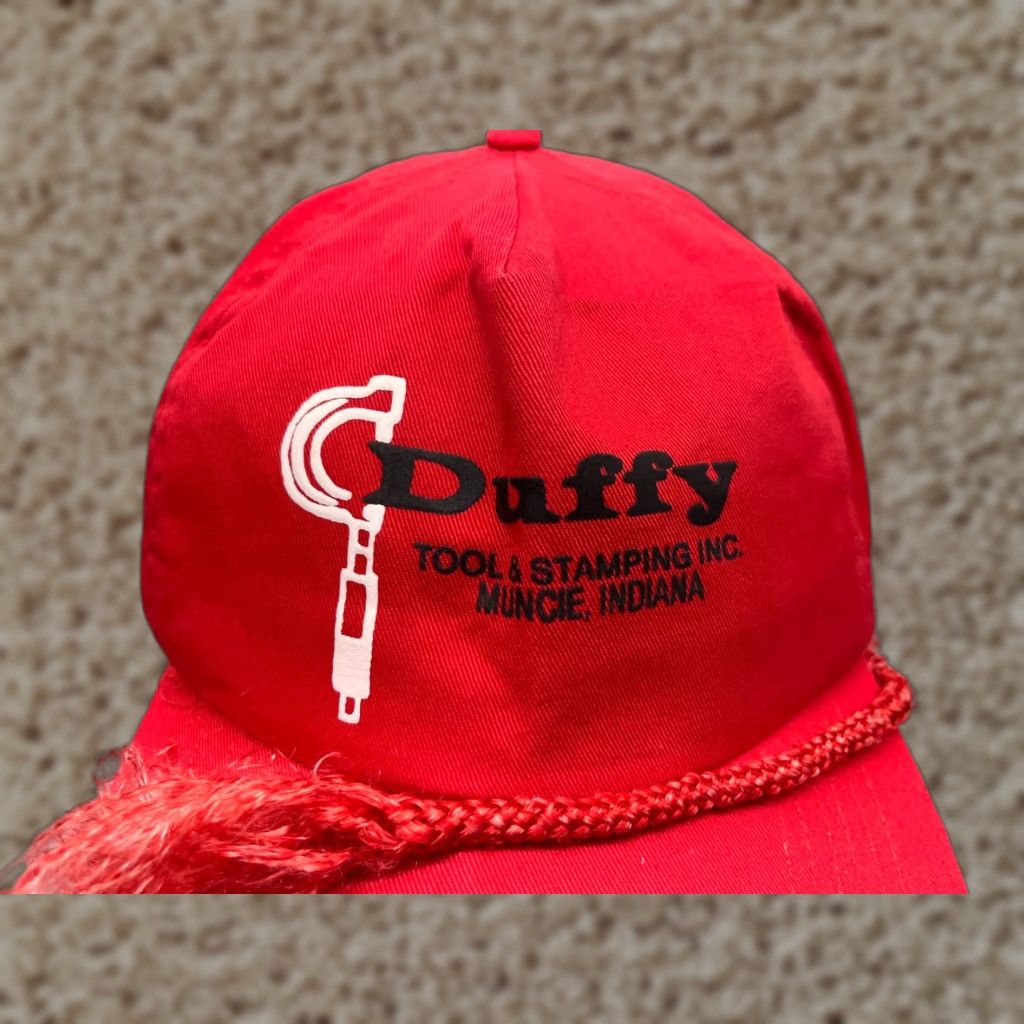 Vintage VINTAGE Duffy Hat Cap Snap Back Adult One Size Red 100% Cotton Hatch Rope Blocked? Size ONE SIZE - 1 Thumbnail