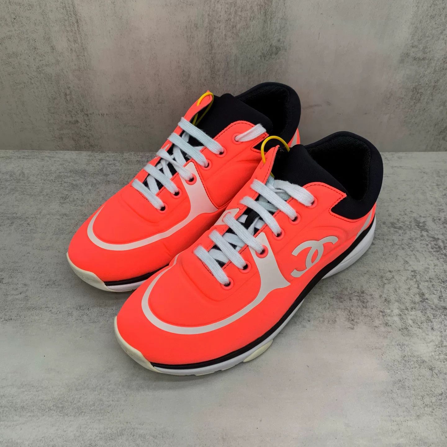 Chanel Chanel Orange-Pink Double C Logo Sneakers Size US 6 / IT 36 - 1 Thumbnail