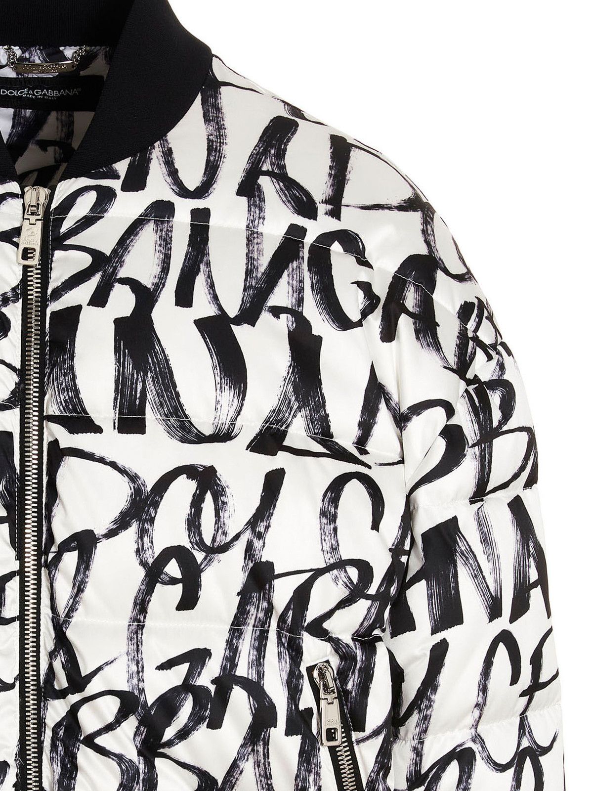 Dolce & Gabbana o1y0125 Bomber Jacket in White/Black Size US L / EU 52-54 / 3 - 3 Thumbnail