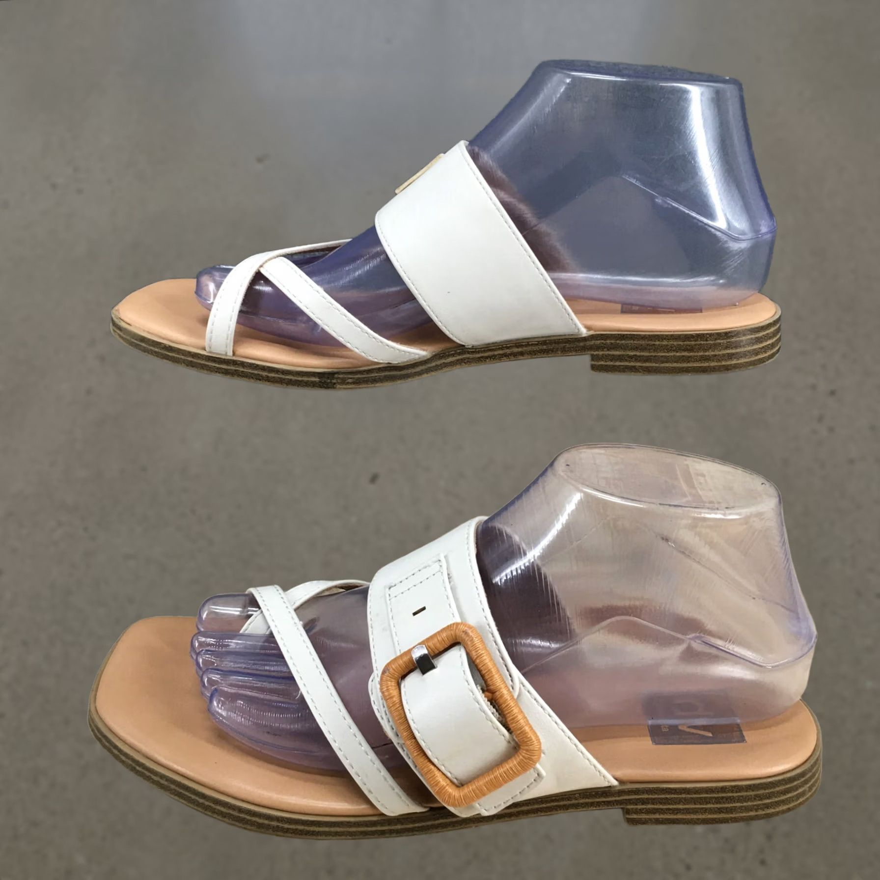 Dolce Vita DV Dolce Vita Matilda Sandals Womens 8 Slip On Toe Loop Slide Brown White Casual Shoes Size US 6 / IT 36 - 1 Thumbnail