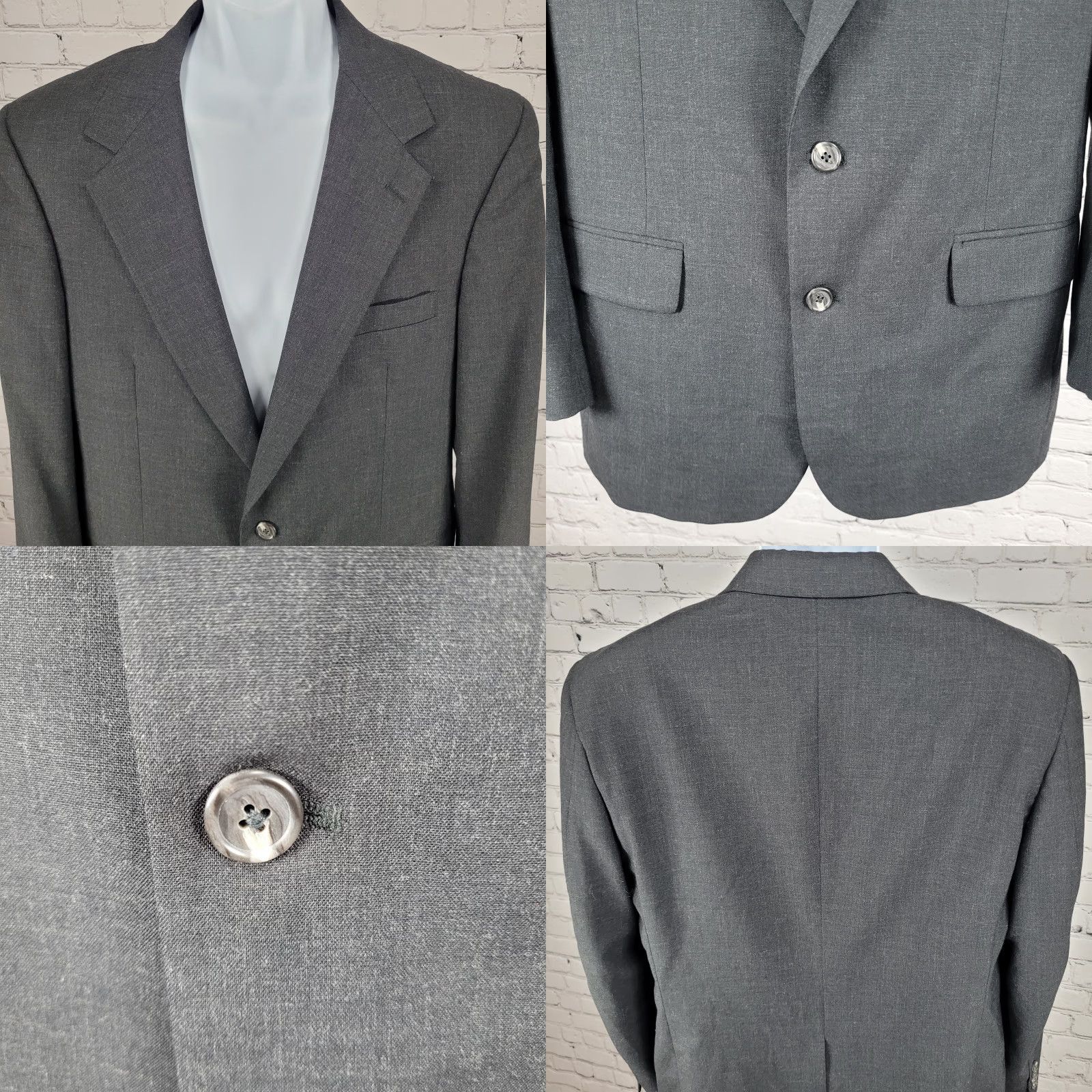 Vintage VINTAGE Perlis Men’s Grey Wool Blazer Suit Coat Size 42 Classic Two-Button Notch Vented Size 42R - 8 Thumbnail