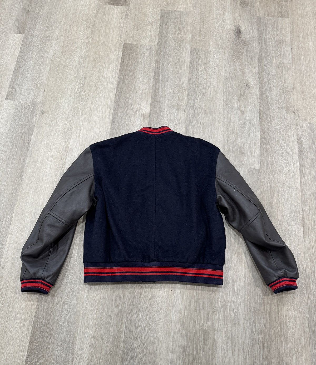 Wales Bonner WALES BONNER ASCEND VARSITY JACKET NAVY/BROWN Size US M / EU 48-50 / 2 - 2 Thumbnail
