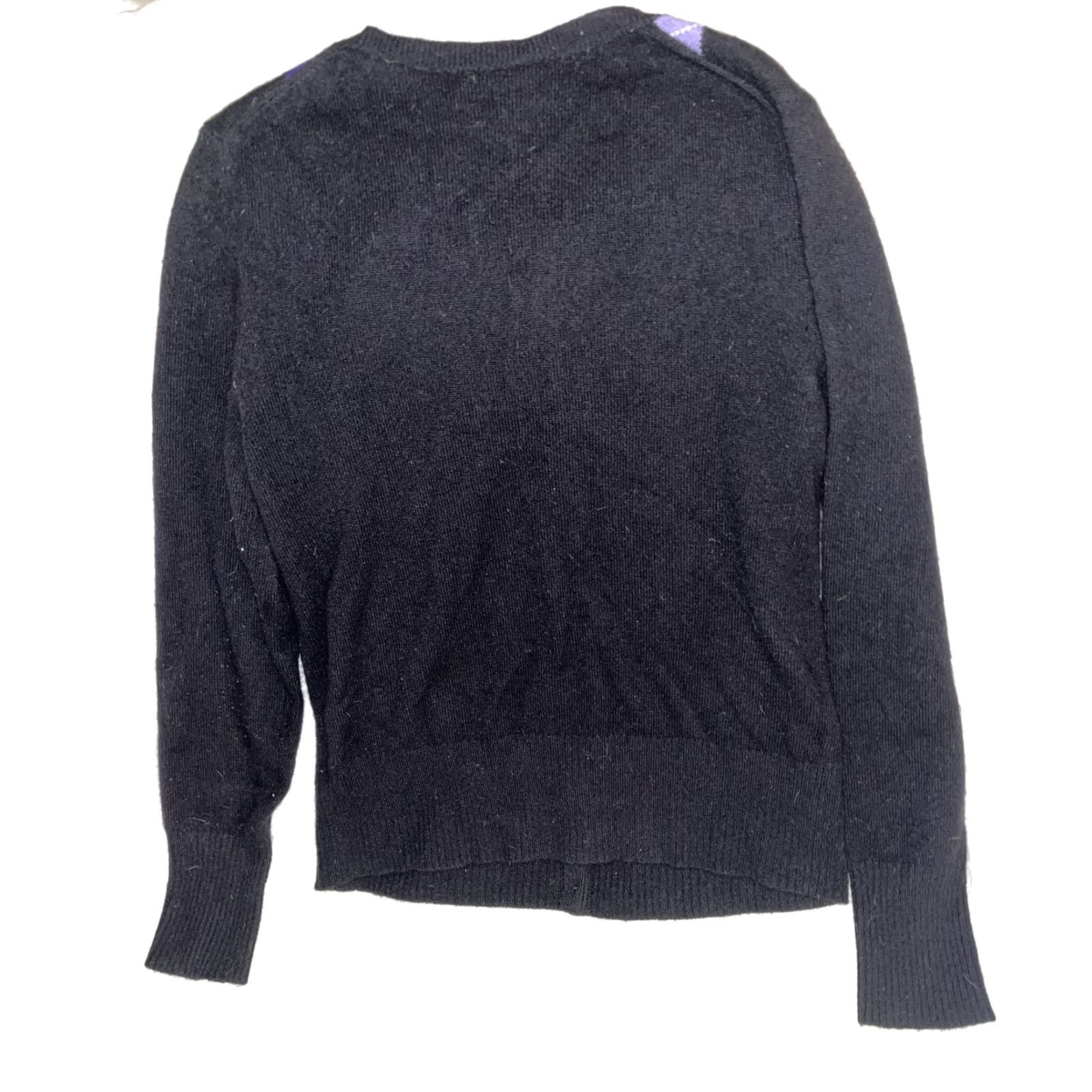 Apt. 9 Apt 9 Cardigan Women M Black Purple 100% Cashmere Argyle Diamond Knit All Seasons Button Womens Size M / US 6-8 / IT 42-44 - 3 Thumbnail
