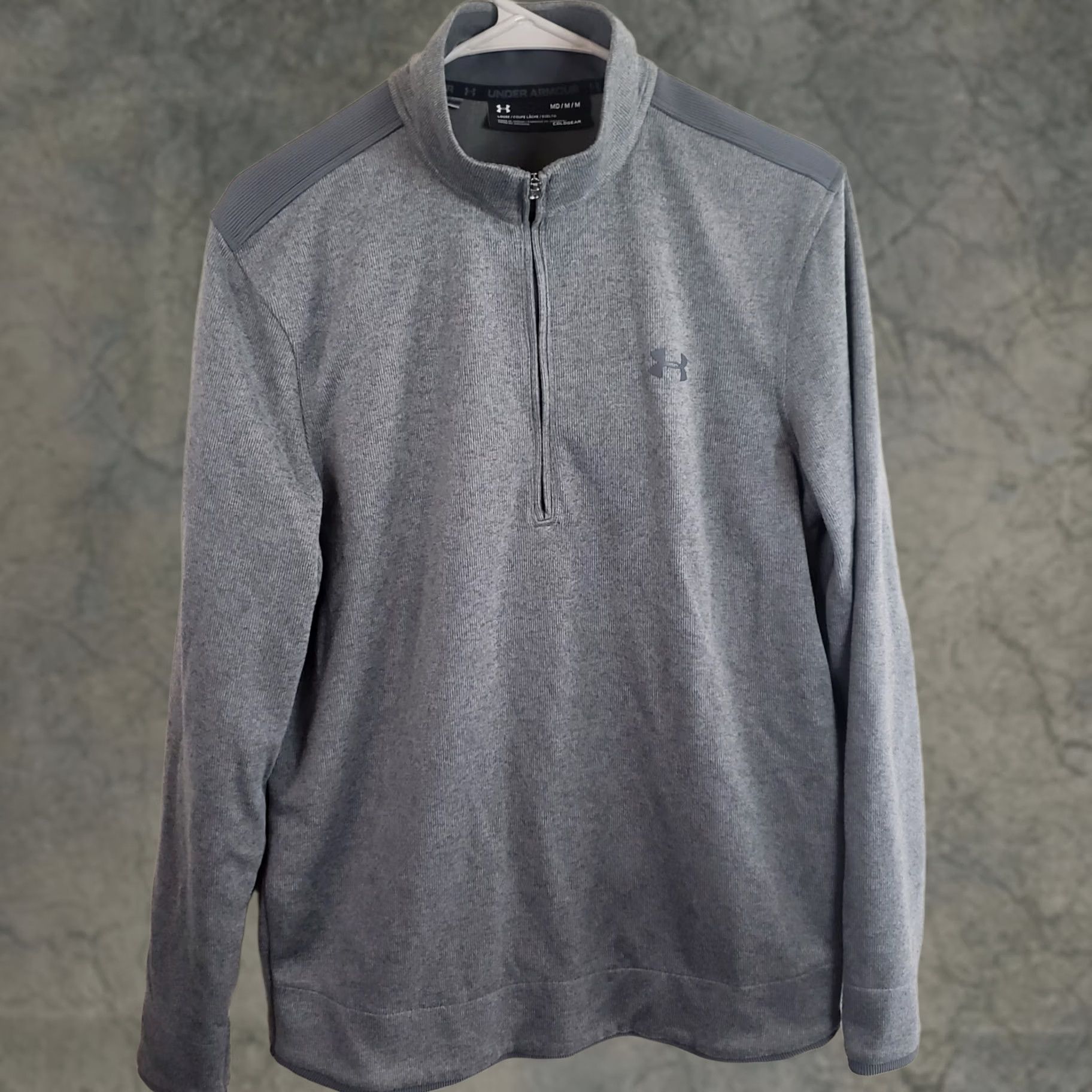 Under Armour Under Armour Cold Gear Sweater Pullover M Gray 1/4 Zip Long Sleeve Ribknit Mens Winter Casual Sports Size US M / EU 48-50 / 2 - 1 Thumbnail