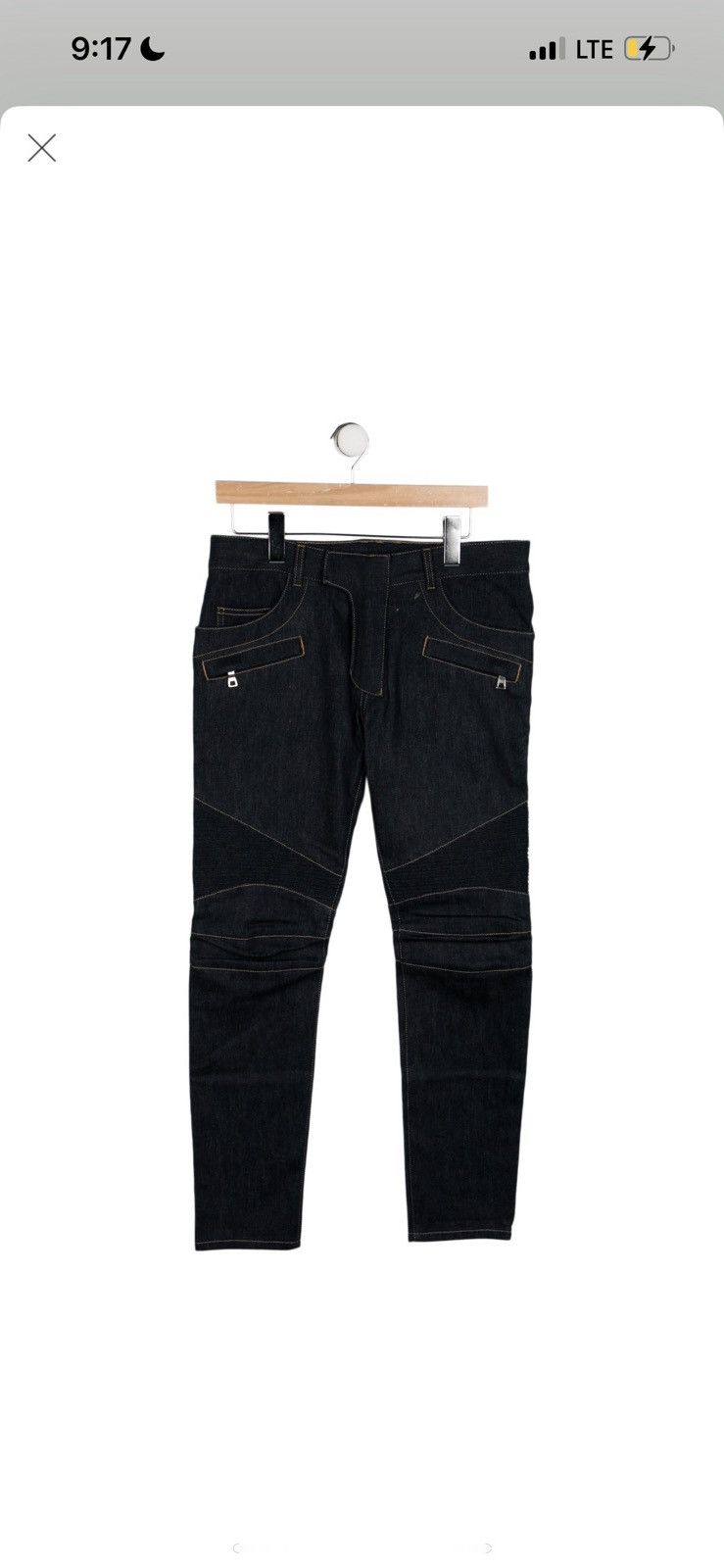 image of Balmain Moto Jeans in Blue, Men's (Size 30)