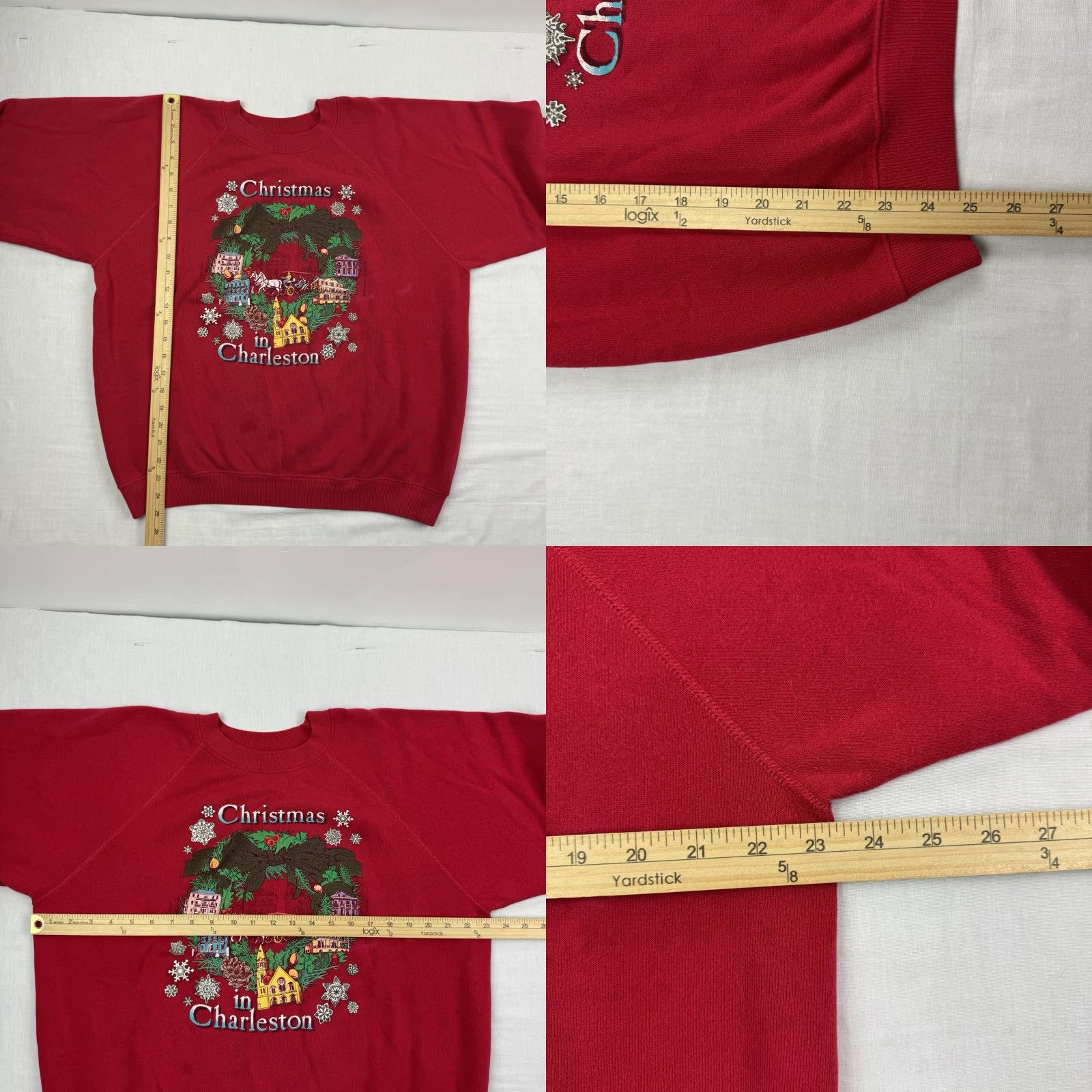 Hanes VINTAGE Hanes Sweatshirt Christmas 80s Charleston SC Men's XL Red Pullover Graphic Print Holiday 1980s Size US XL / EU 56 / 4 - 8 Thumbnail