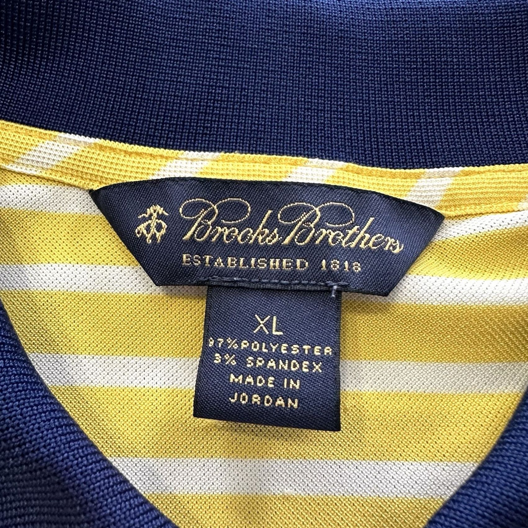 Brooks Brothers Brooks Brothers Polo Shirt Mens XL Yellow Striped Casual Golf Stretch Size US XL / EU 56 / 4 - 3 Thumbnail