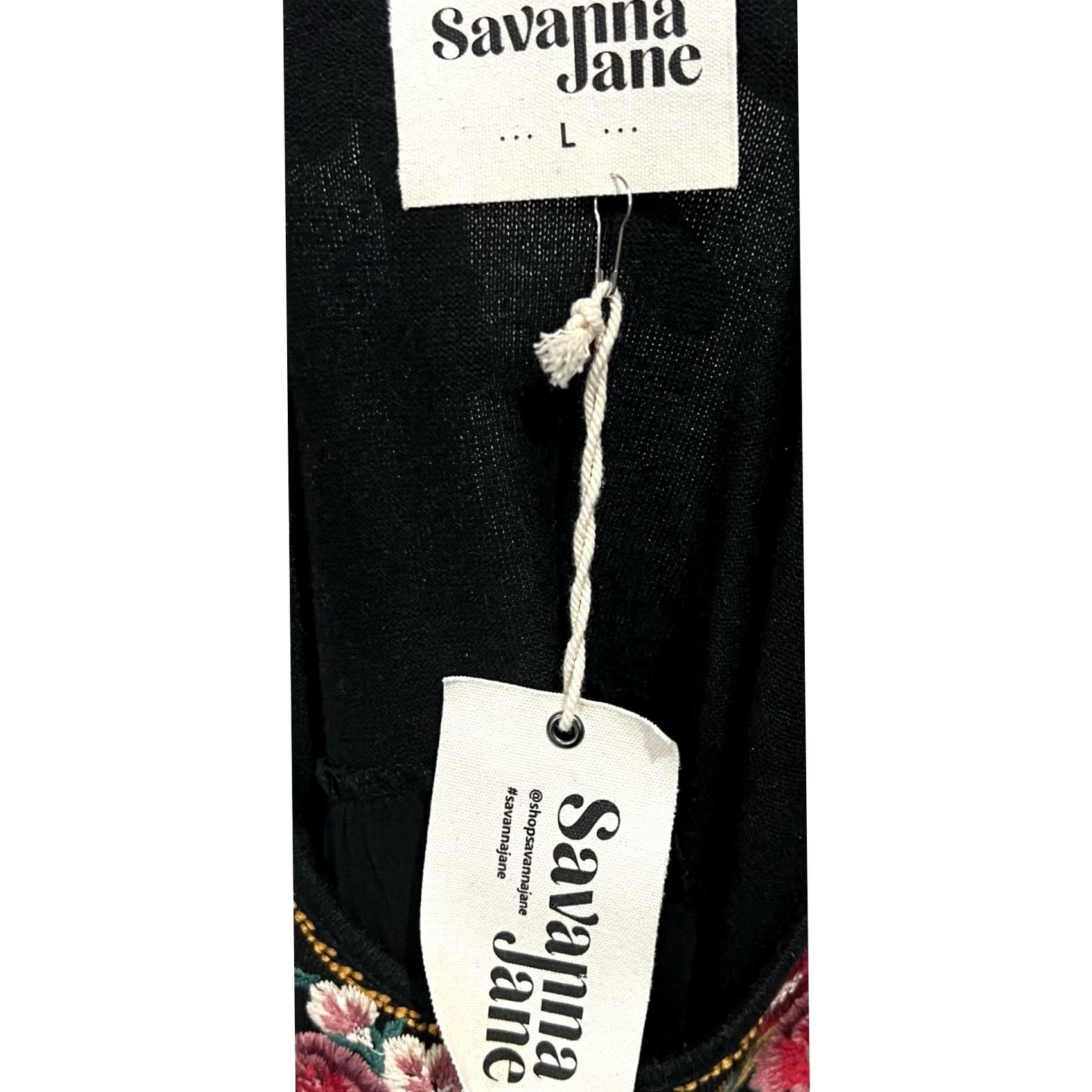 Vintage Savanna Jane Blouse Sz L Black Long Sleeve Floral Embroidered Bohemian Size L / US 10 / IT 46 - 7 Thumbnail