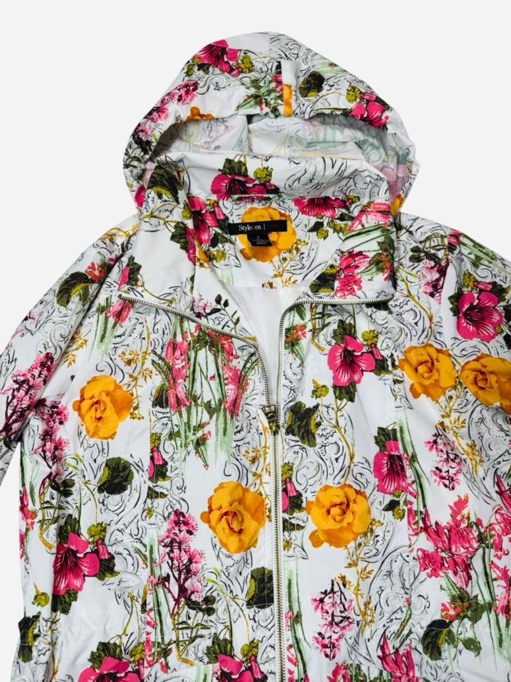 Style & Co Style & Co Floral Hooded Rain Jacket Size S Size S / US 4 / IT 40 - 8 Thumbnail