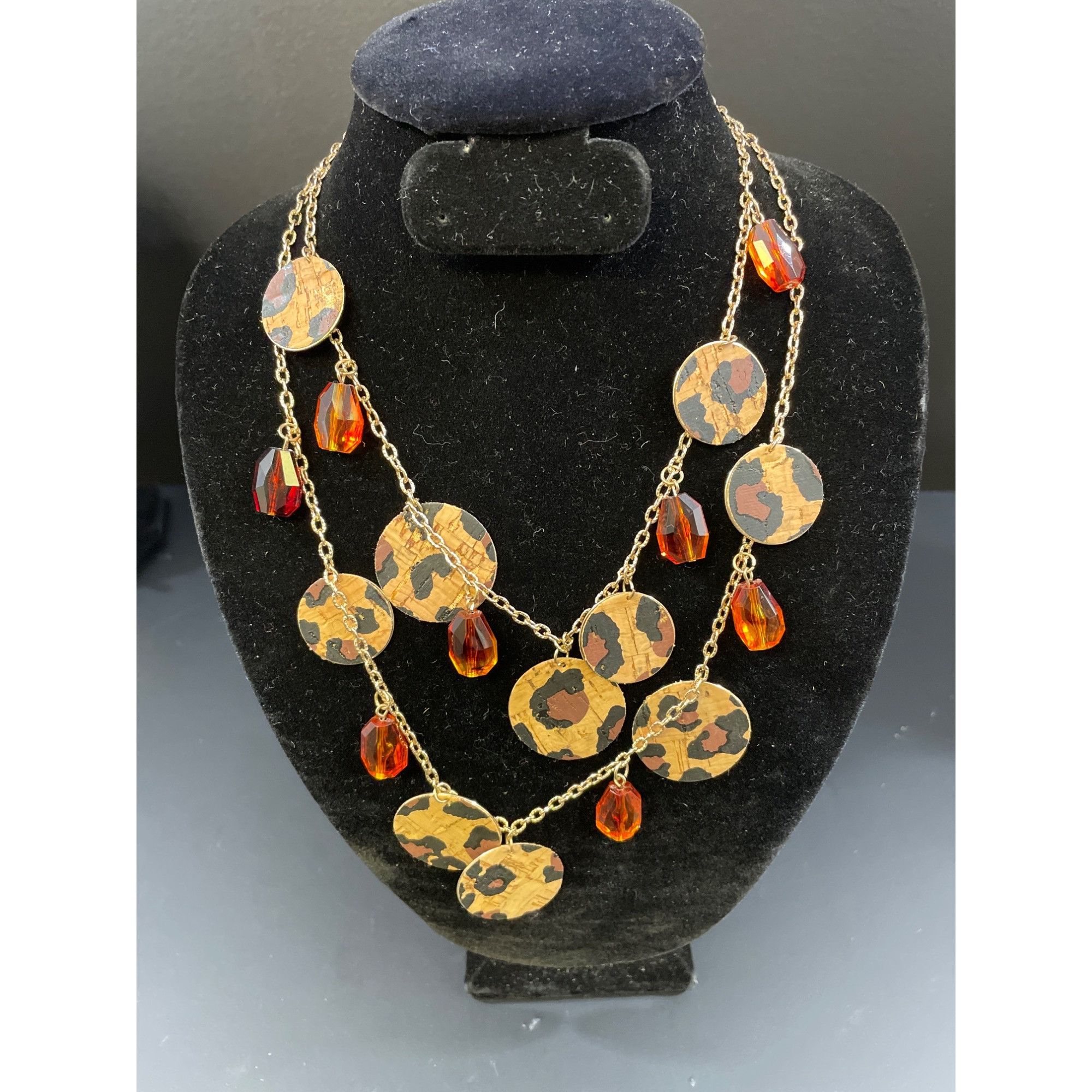 Other Women's Double Layered Gold tone & Leopard Design Necklace 2 Size ONE SIZE - 1 Thumbnail
