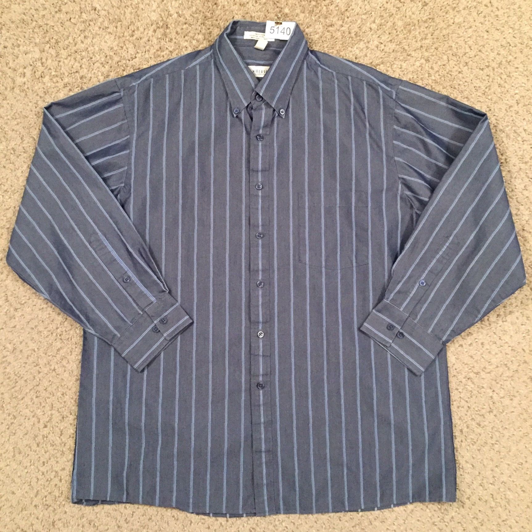 Van Heusen Van Heusen Shirt Mens L Blue Striped Long Sleeve Button-Up Shirt Size US L / EU 52-54 / 3 - 2 Thumbnail