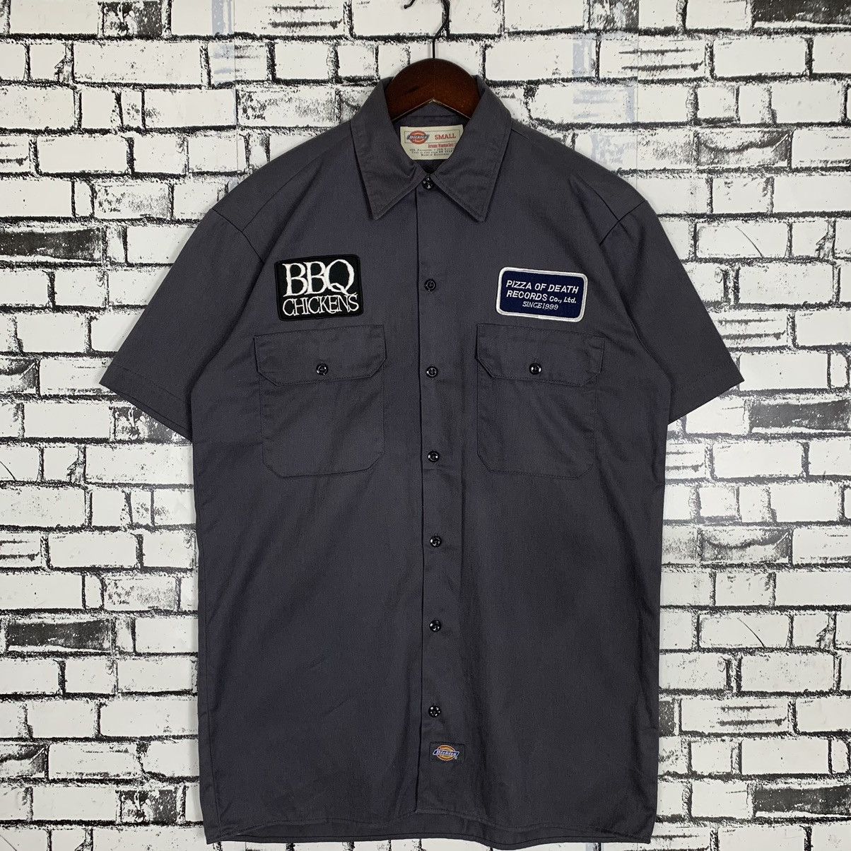 image of Authentic x Dickies Aunthentic Dickies Workwear Shirt Pizza Of Death Shirt in Grey (Size Small)