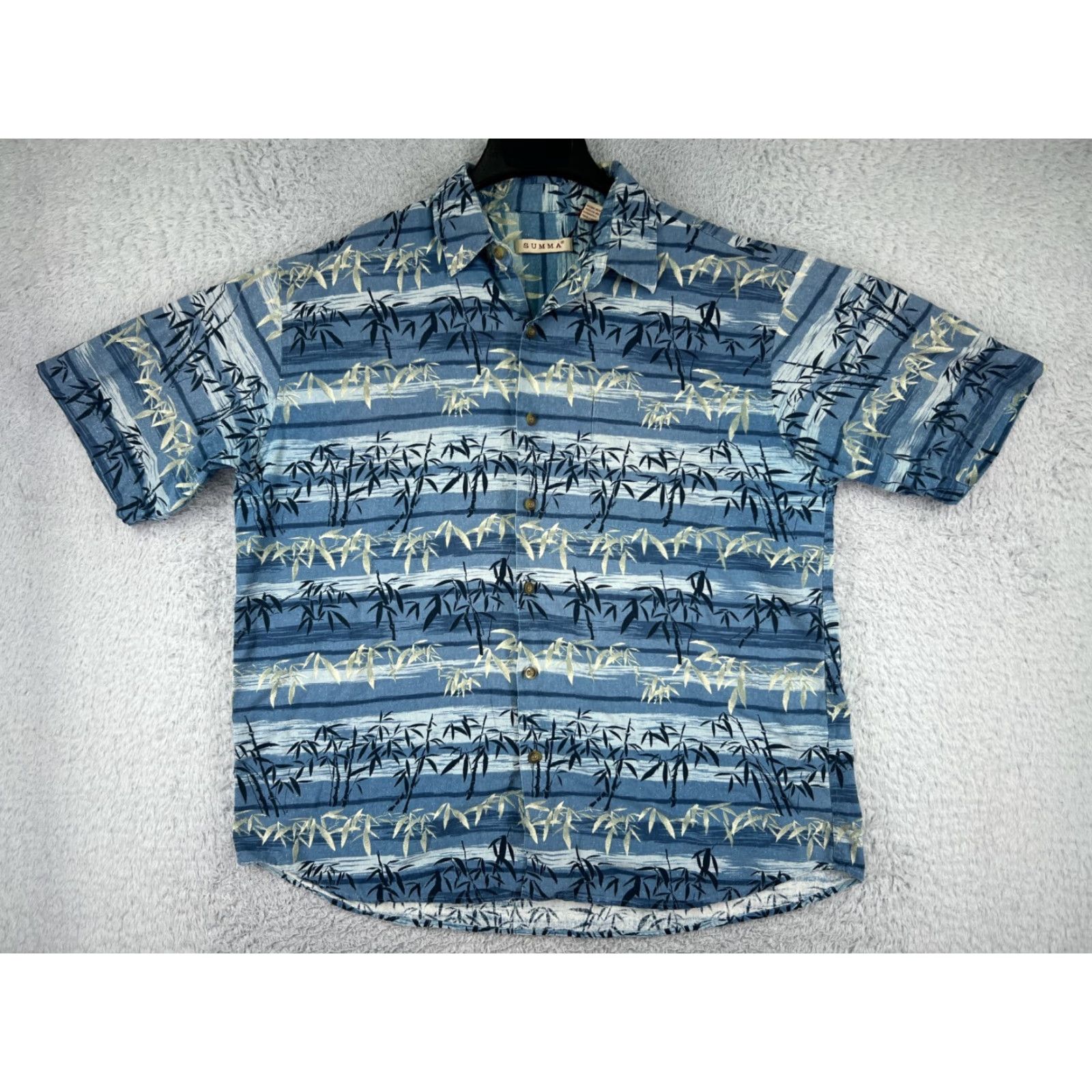 Vintage Summa Shirt Men XL Blue Palm Tree Silk Blend Short Sleeve Hawaiian Button-Up Casual Size US XL / EU 56 / 4 - 2 Thumbnail