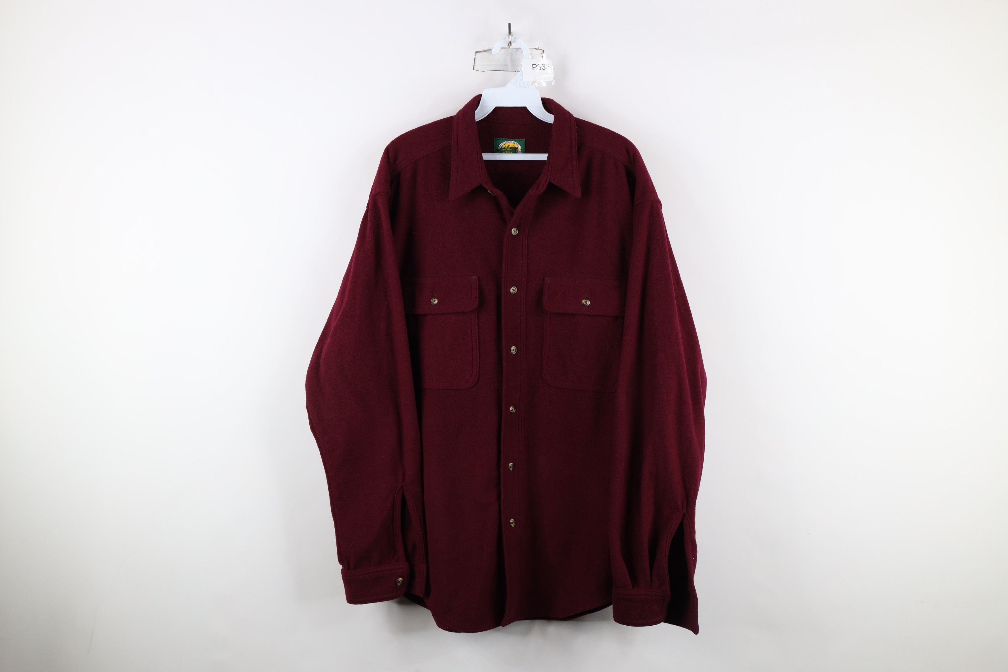 Cabelas × Vintage Vintage 90s Cabelas Button Shirt Burgundy Polyester USA Size US XL / EU 56 / 4 - 1 Thumbnail
