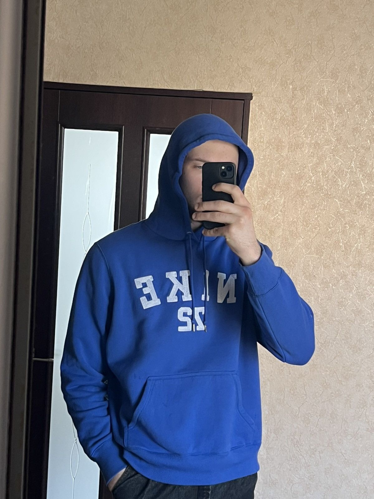 Nike × Vintage Vintage Nike Hoodie Blue big logo fleece sweatshirt Size US L / EU 52-54 / 3 - 2 Thumbnail