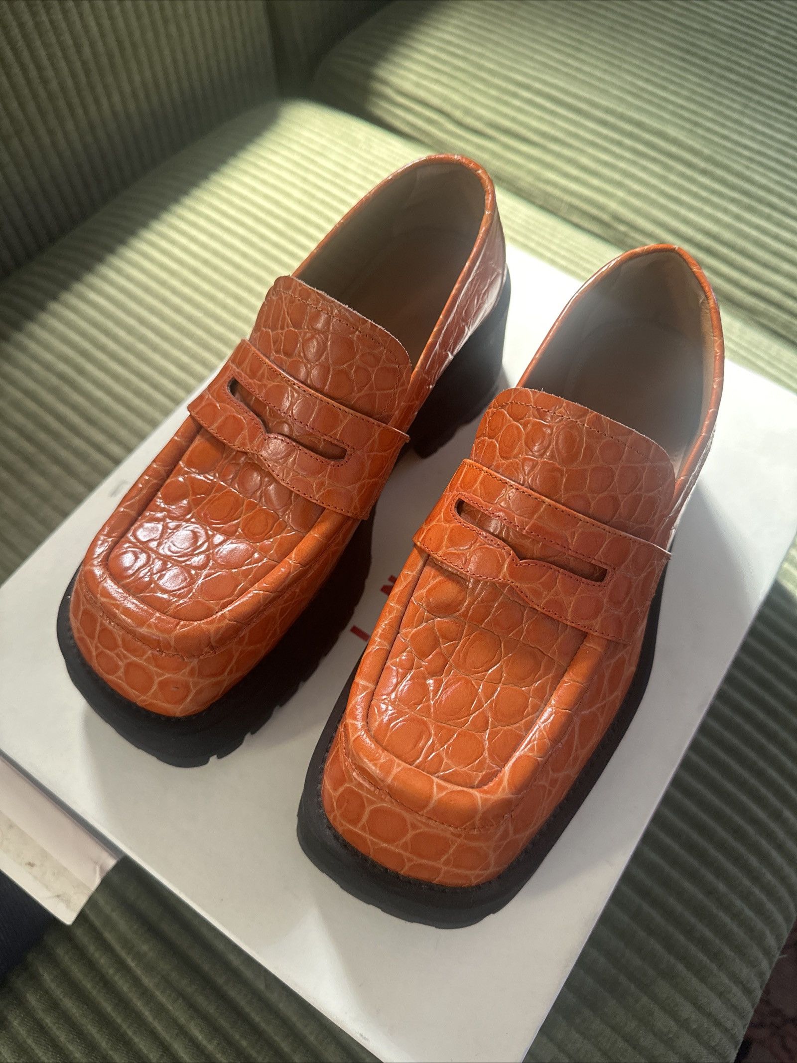 Marni Chunky orange croc loafers 35 US 5 worn once Size US 5 / IT 35 - 4 Thumbnail