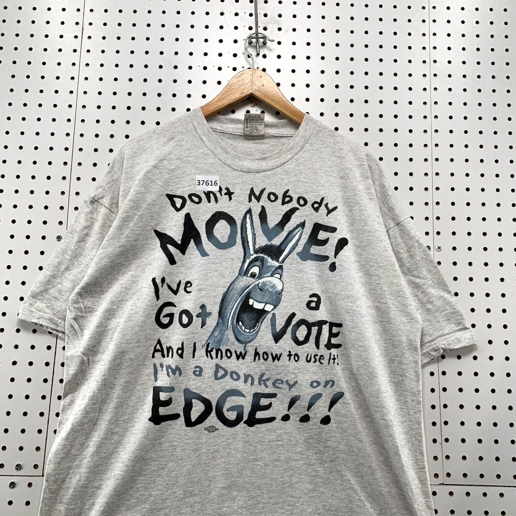 Vintage VINTAGE 90s Shirt Mens XL Gray Funny Quote Donkey Voting USA Single Stitch Size US XL / EU 56 / 4 - 5 Thumbnail