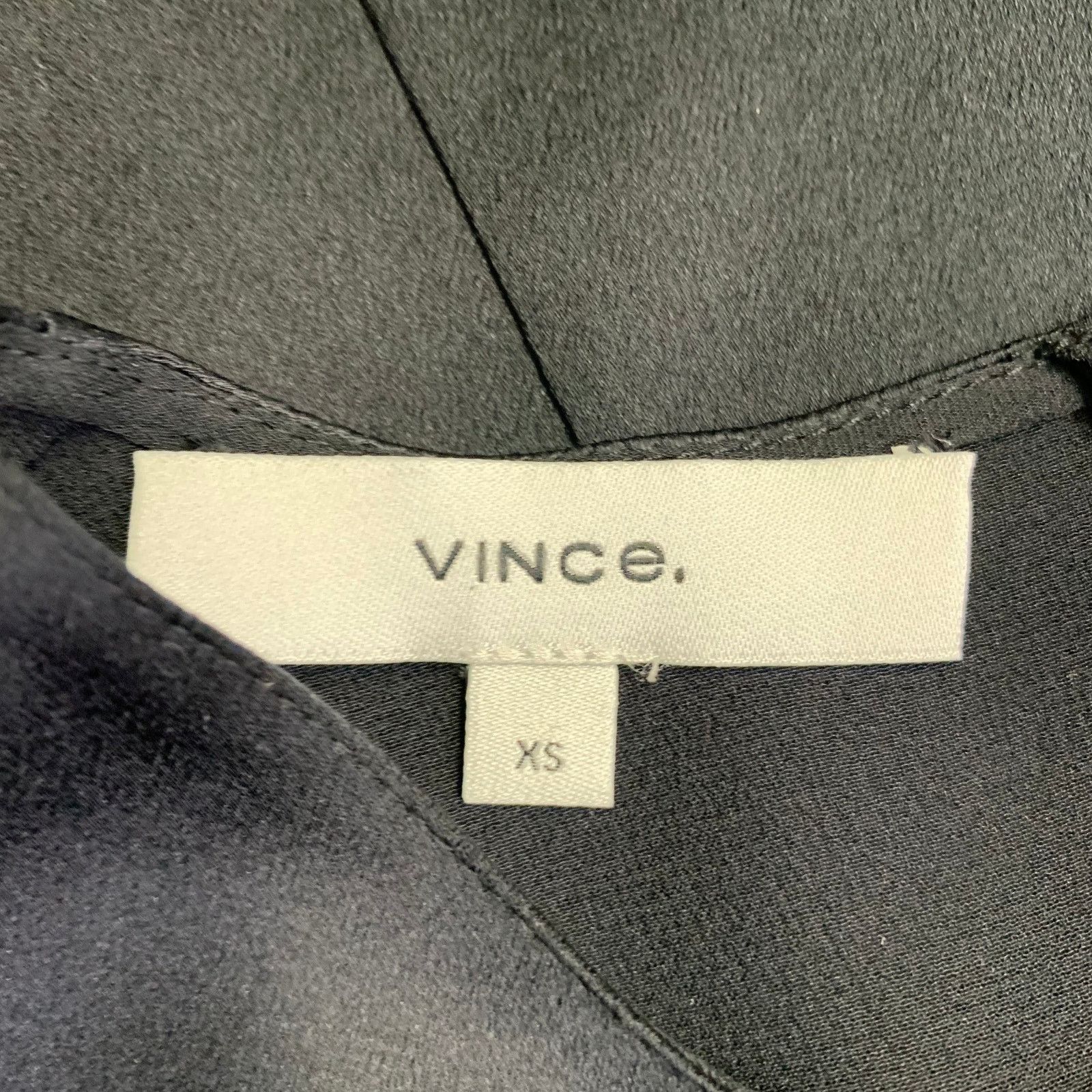 Vince VINCE XS Black Silk Satin Short Sleeve Crew Neck Casual Top Size XS / US 0-2 / IT 36-38 - 4 Thumbnail