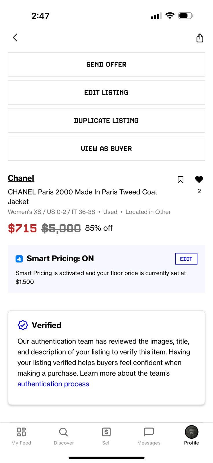 Chanel CHANEL Paris 2000 Made In Paris Tweed Coat Jacket Size XS / US 0-2 / IT 36-38 - 23 Thumbnail
