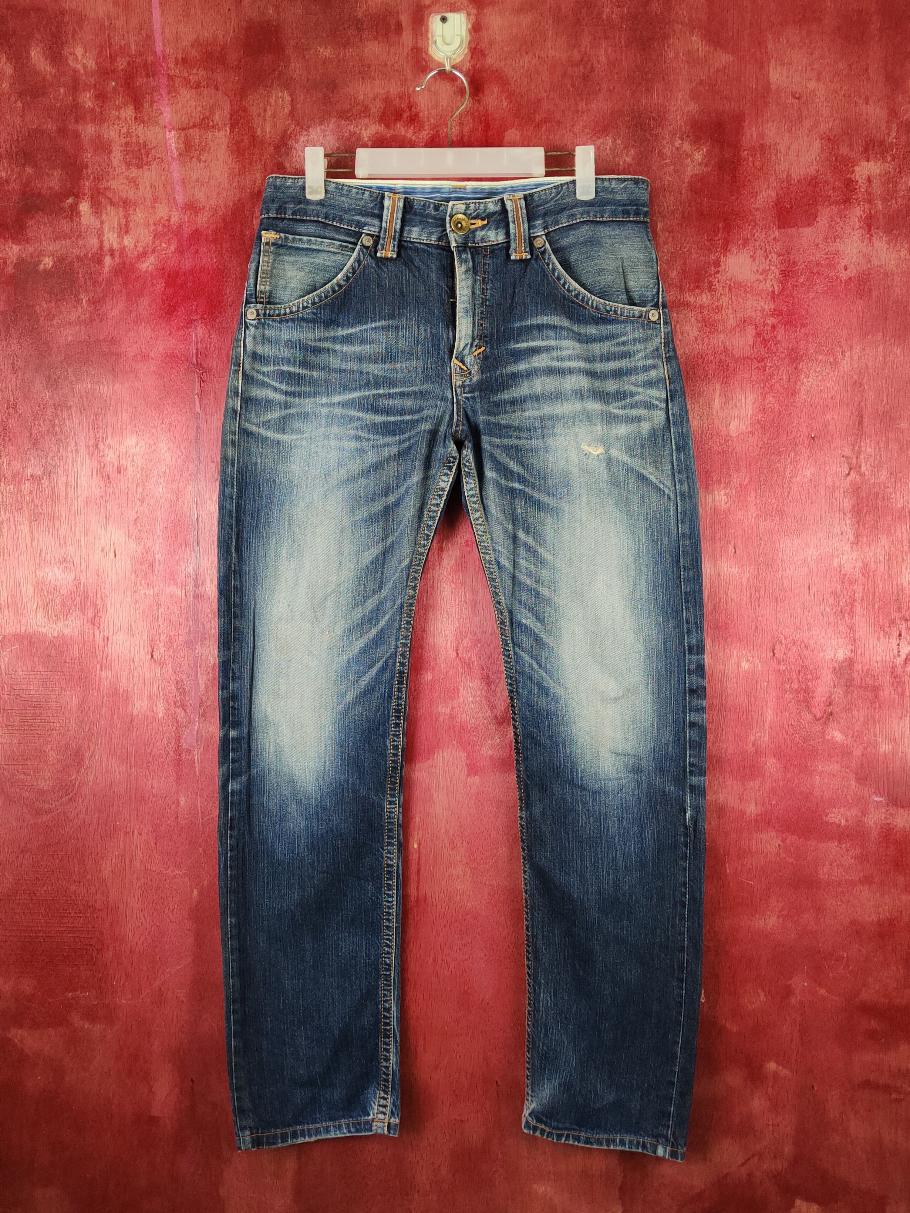 image of Distressed Denim x Edwin Dark Blue Distressed Ripped Jeans S2247 in Dark Blue Denim, Men's (Size 31