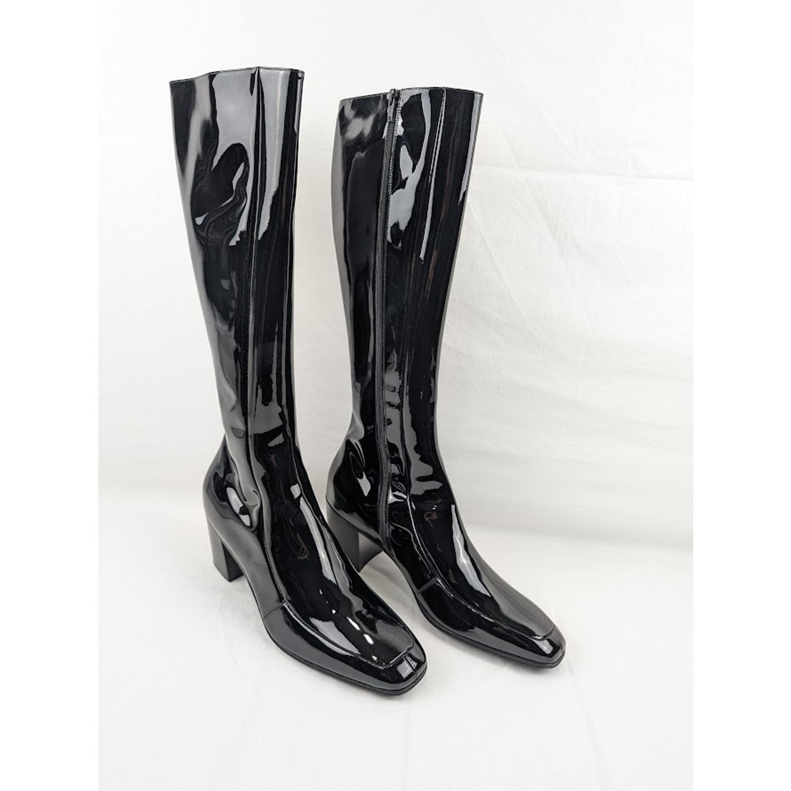 Saint Laurent Paris o1rshd1 Vernice Softy Otto 70 Zipped High Boots in Nero Size US 9.5 / EU 42-43 - 14 Thumbnail