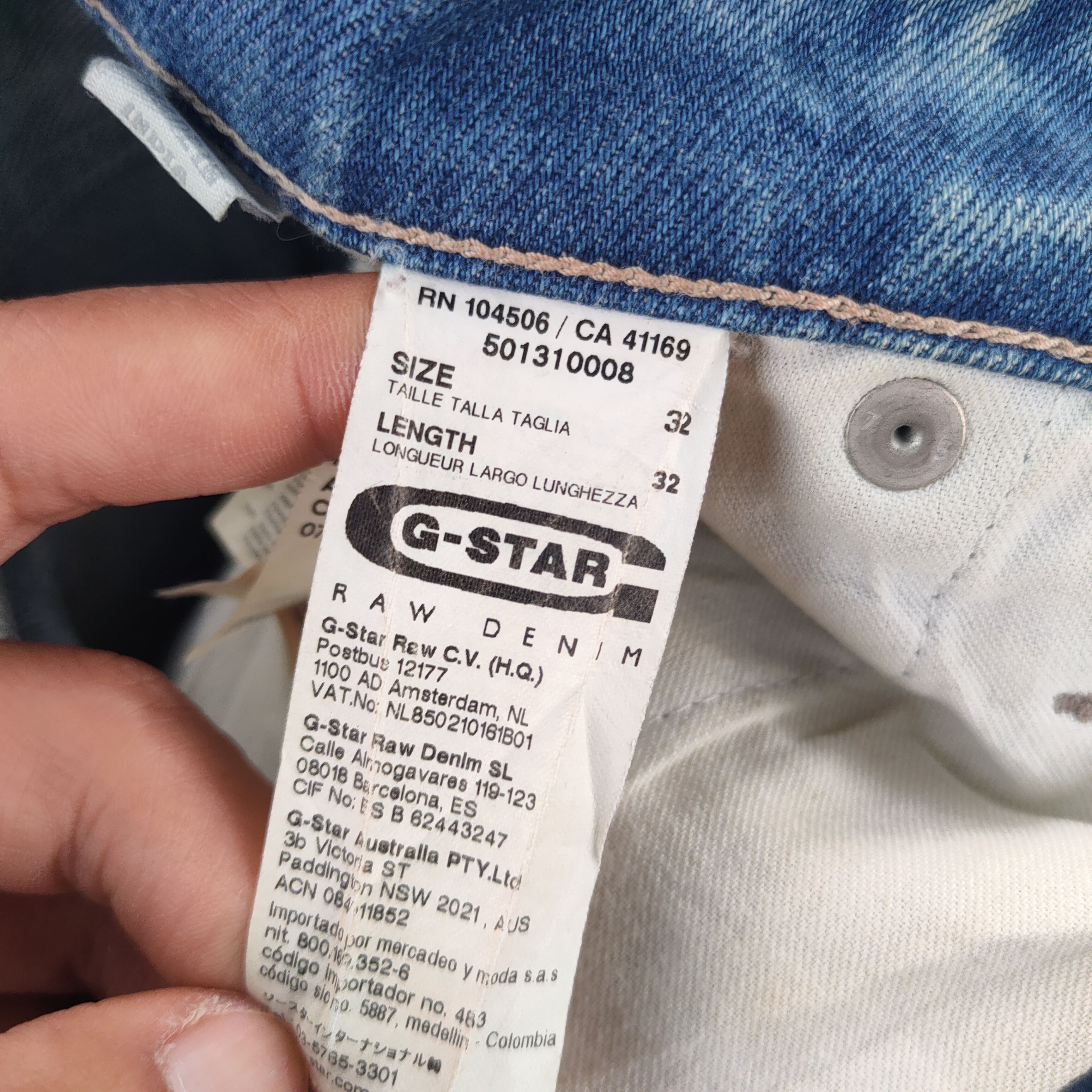 VTG GSTAR RAW FADED RUSTY MUD WASH DENIM JEANS PANTS