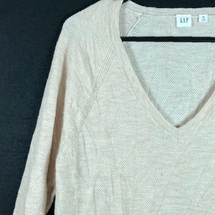Gap Gap Sweater Cream V-Neck Extra Fine Merino Wool Blend Medium Tall Knit Pullover Womens Casual Workwear Modern Classic Size M / US 6-8 / IT 42-44 - 4 Thumbnail