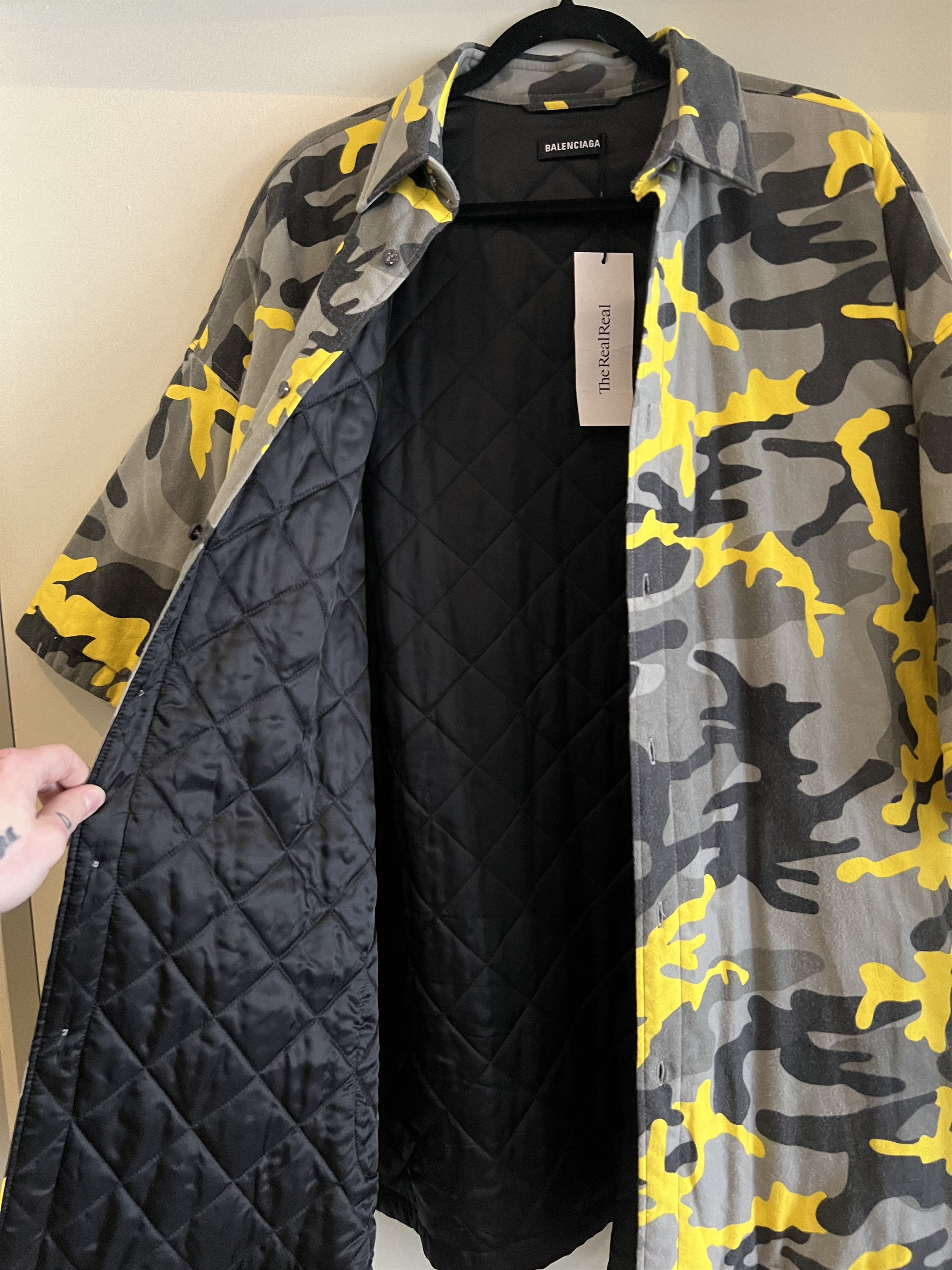 Balenciaga Balenciaga Oversized Padded Yellow Camo Shacket/ Button Up Size US XL / EU 56 / 4 - 5 Thumbnail