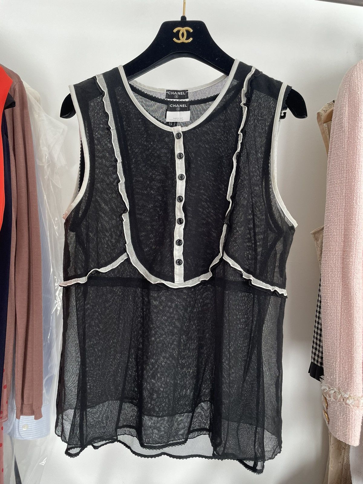 Chanel × Karl Lagerfeld Chanel 2007 mesh tank top Size M / US 6-8 / IT 42-44 - 2 Thumbnail