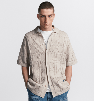 Dior o1w1db10625 Cannage Short-Sleeved Shirt in Beige Size US L / EU 52-54 / 3 - 5 Thumbnail