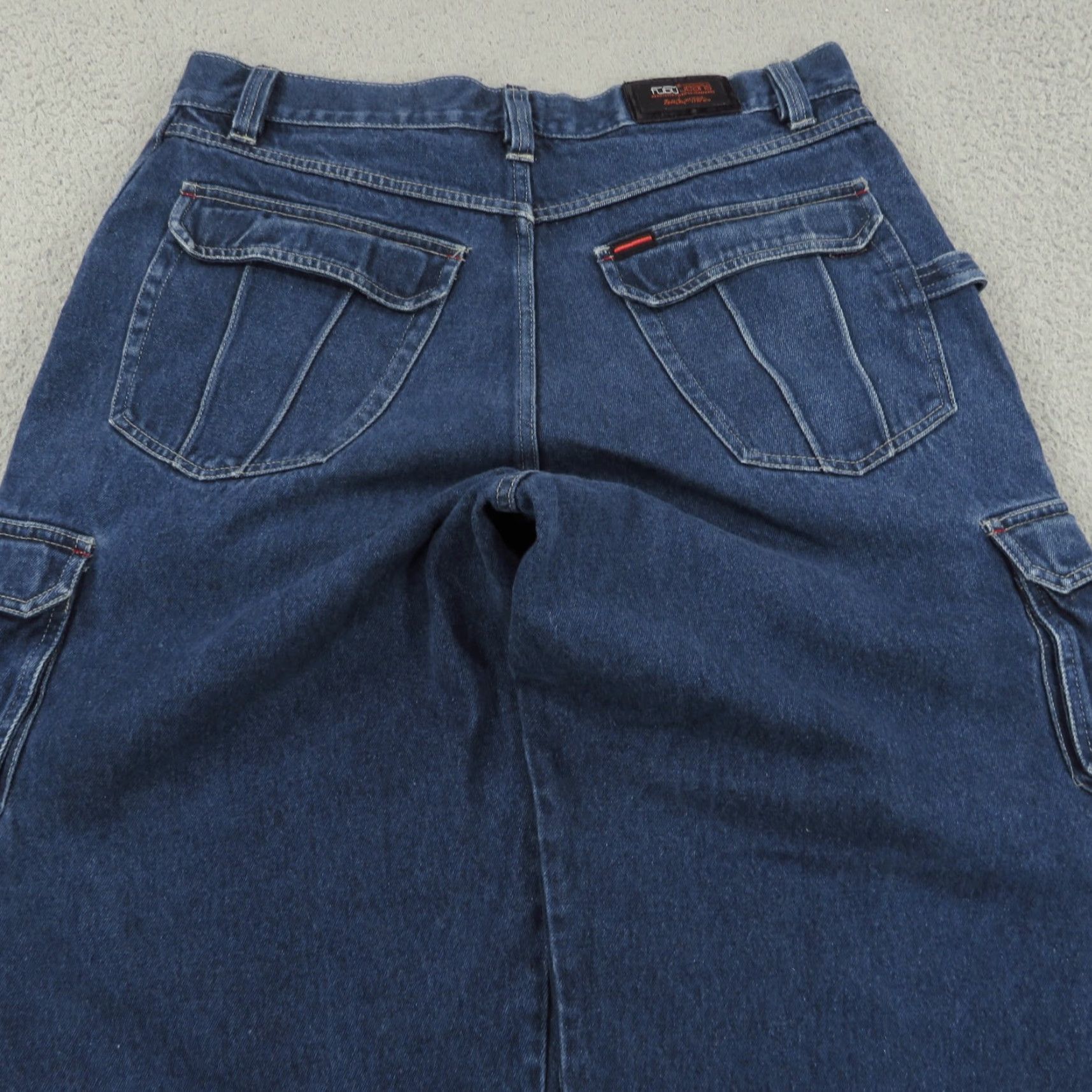 Fubu VINTAGE FUBU Jeans Baggy Mens 38x32 Wide-Leg Denim 5-Pocket Cargo Skater Grunge 90s blue Cap Rise High Size US 38 / EU 54 - 4 Thumbnail